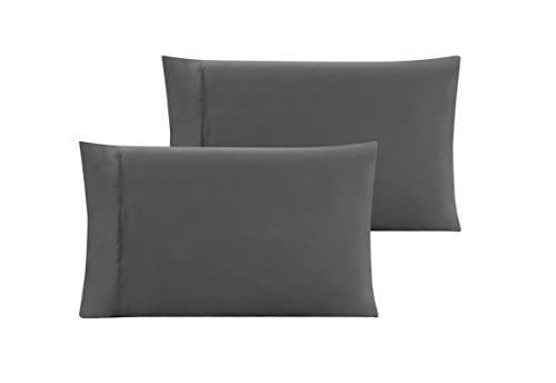 Linen Queen Pillowcases Set - Soft Grey Microfiber 2pc for Bedroom Comfort