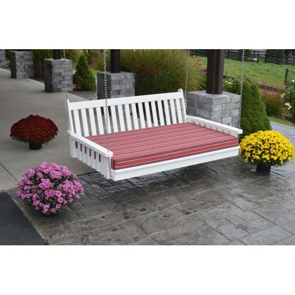 Traditional English Swing Bed - Poly Rattan Outdoor Patio Swing Chair for Garden, Porch, and Backyard Relaxation | Perfect for Lounging, Reading & Enjoying Nature