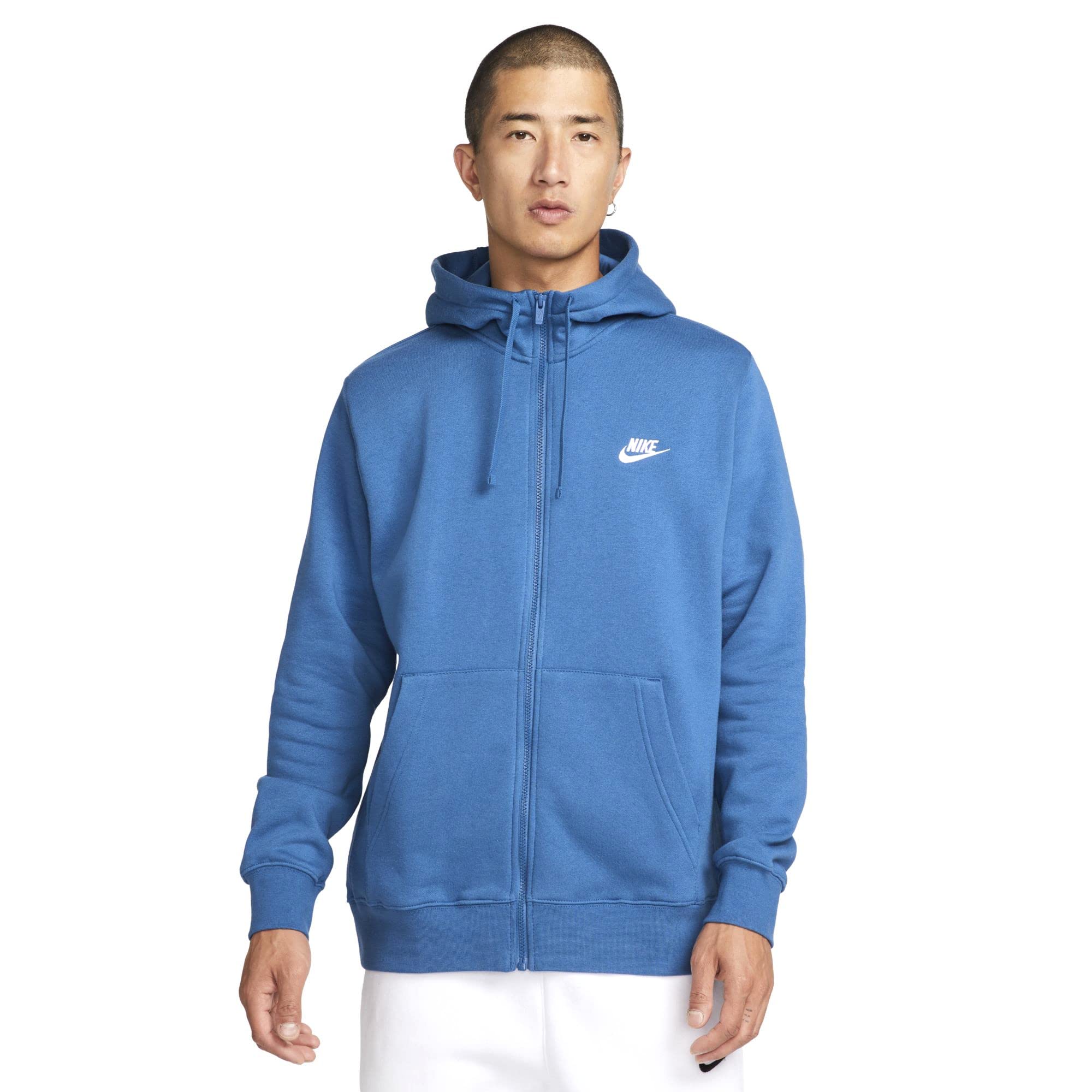 Nike Men's NSW Club Full Zip Hoodie - Lightweight Fleece Hooded Sweatshirt for Casual Wear & Gym | Comfortable Athletic Jacket for Running, Travel & Everyday Use