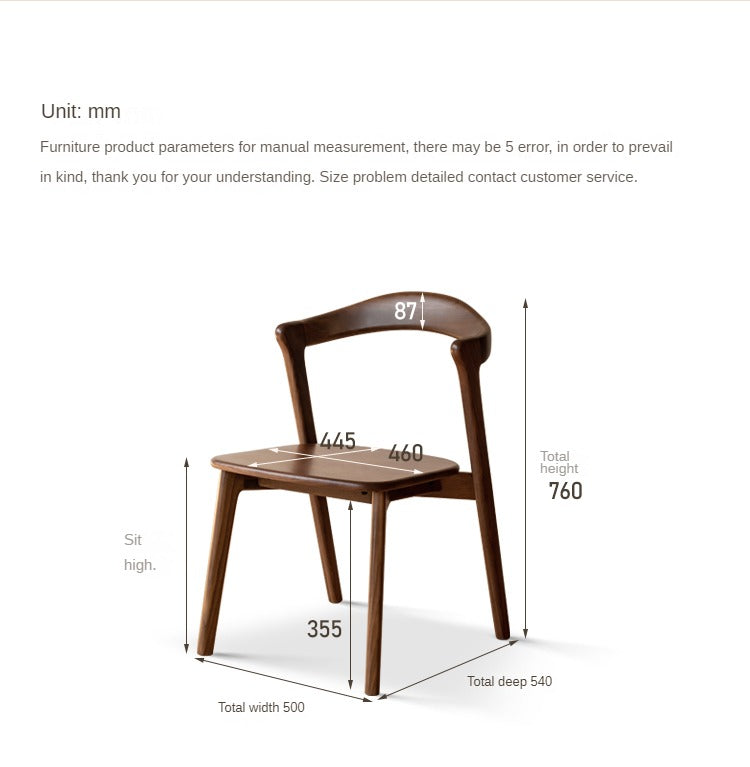 Premium Black Walnut & Ash Solid Wood Dining Chair - Handcrafted Modern Farmhouse Style for Kitchen, Dining Room & Home Decor