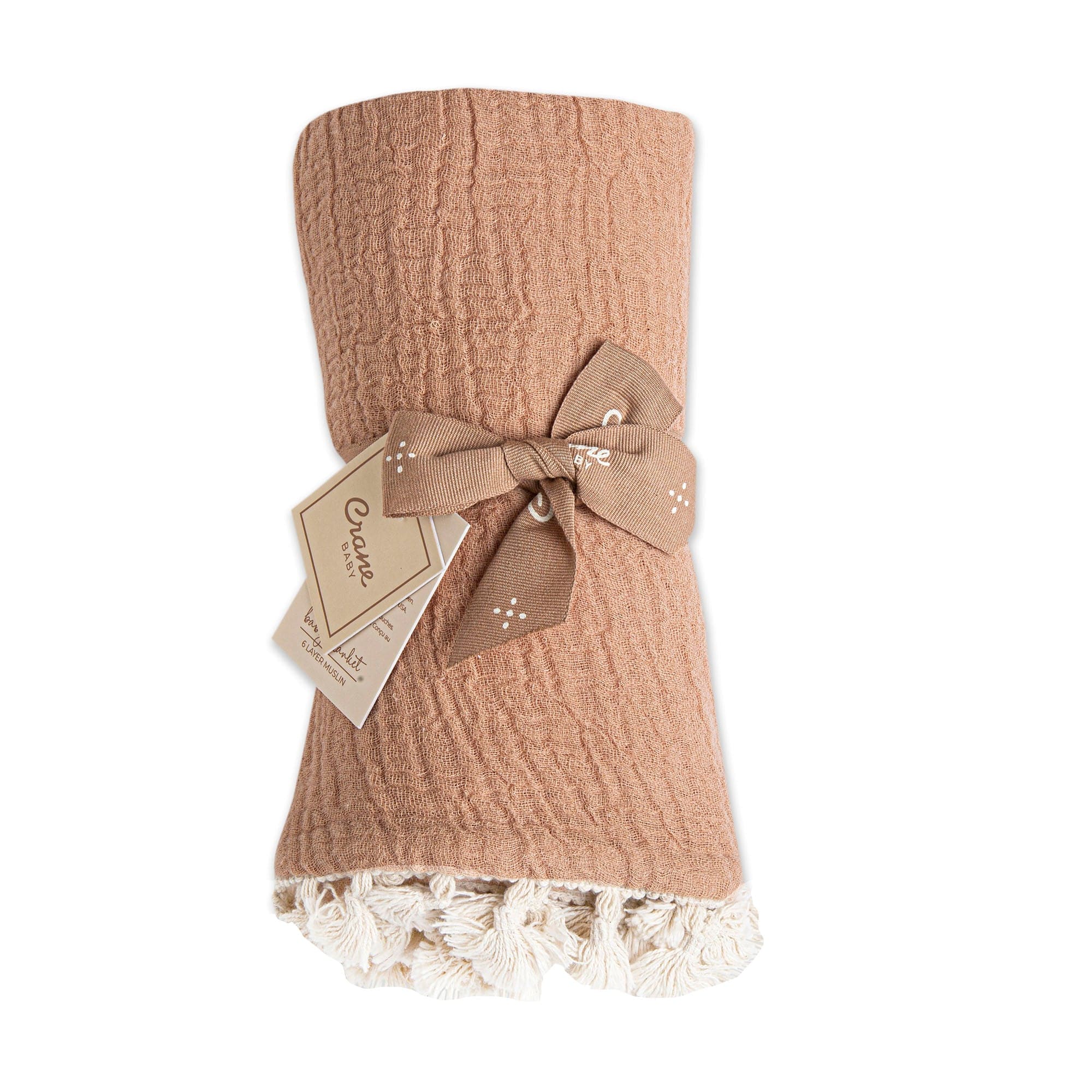 6-Layer Muslin Baby Blanket by Crane - Soft, Breathable & Lightweight for Swaddling, Nursing & Stroller Use