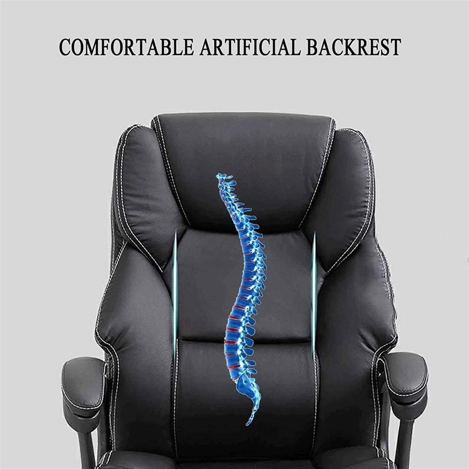 Ergonomic High Back Office Chair - PU Leather Swivel Computer Desk Chair with Adjustable Lumbar Support - Perfect for Home Office, Gaming, and Workspace (Black)