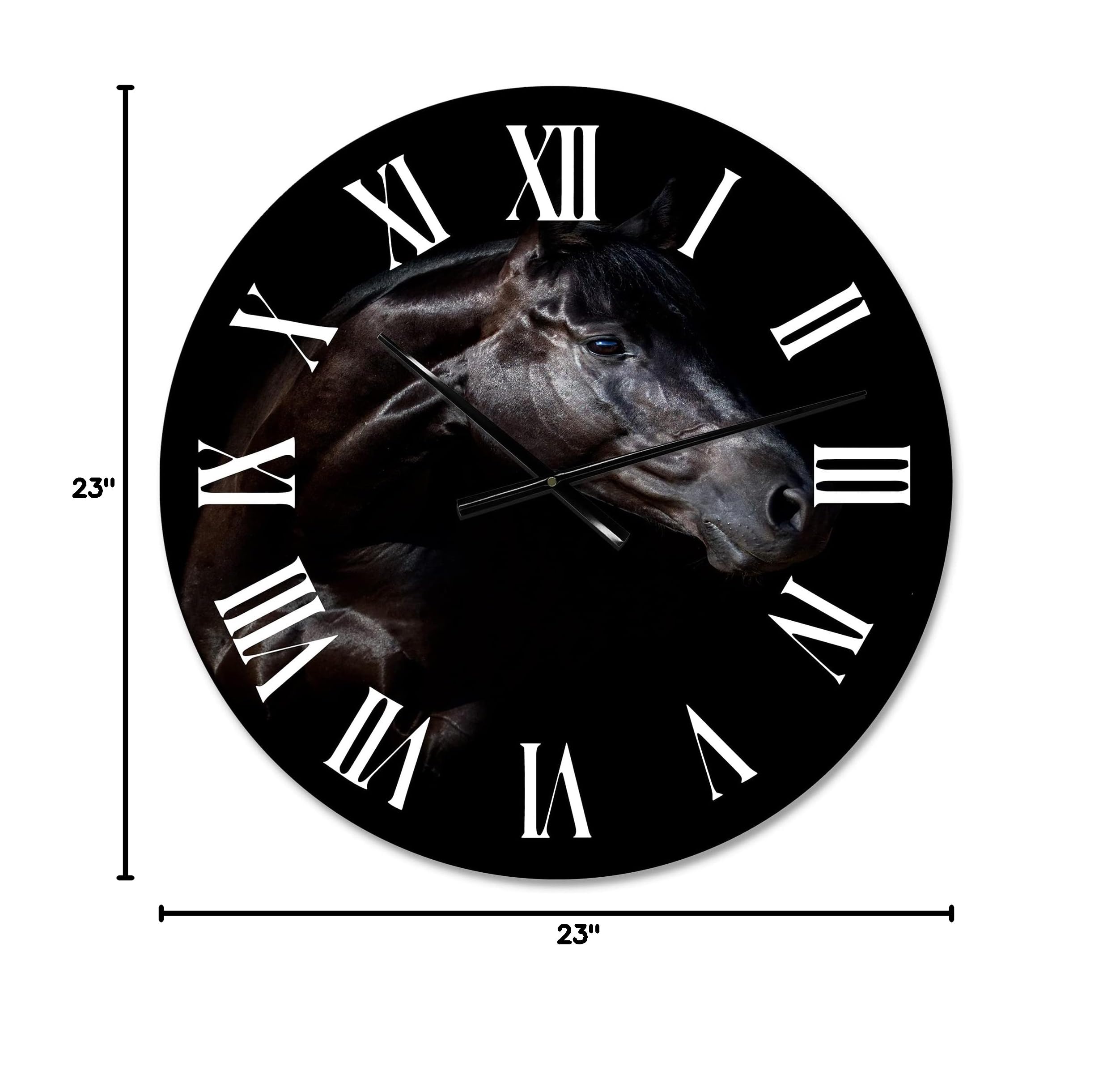 Farmhouse Wall Clock with Horse and Girl Silhouette - Large Rustic Wall Clock for Home, Office & Living Room Decor - Perfect for Country, Western & Farmhouse Style Interiors