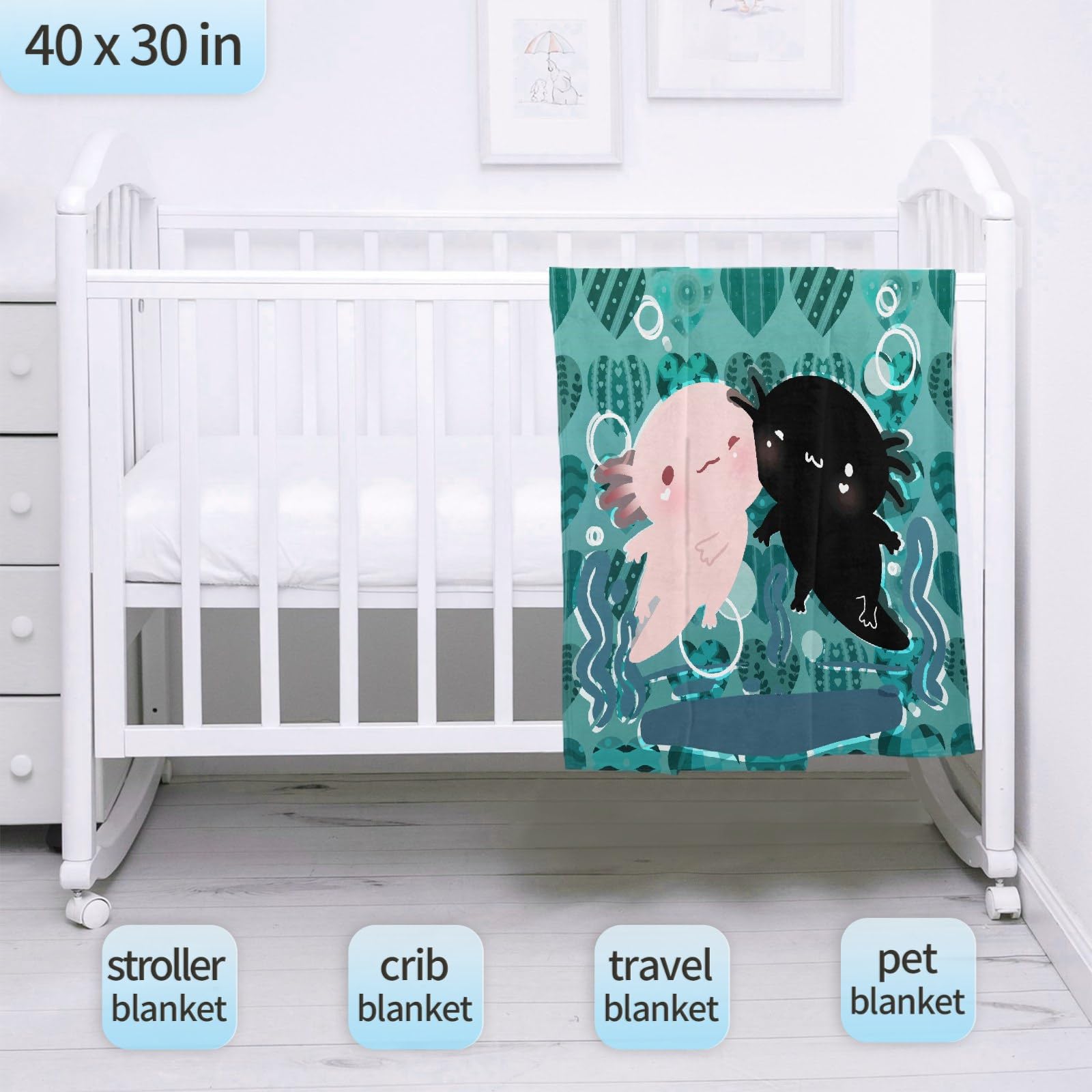 Super Soft Axolotl Plush Blanket - 40x30 Inch Cozy Throw for Bed, Couch & Sofa - Perfect Gift for Baby Girls & Kids | Cute Axolotl Design for Home Decor, Nursery & Snuggling
