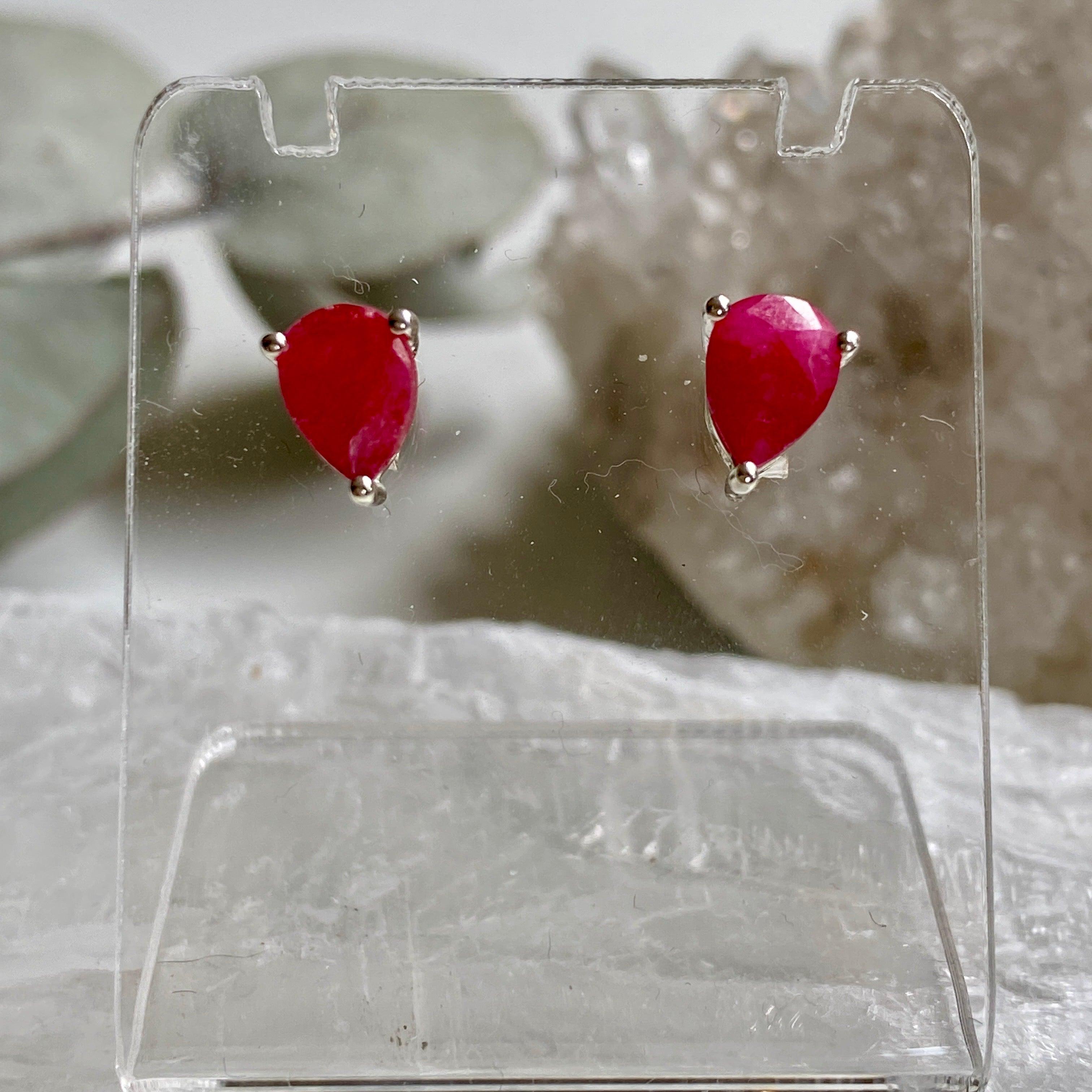 Ruby Teardrop Stud Earrings for Women - 14K Gold Plated Elegant Dangle Earrings KEGJ1037 | Perfect for Weddings, Parties & Everyday Wear