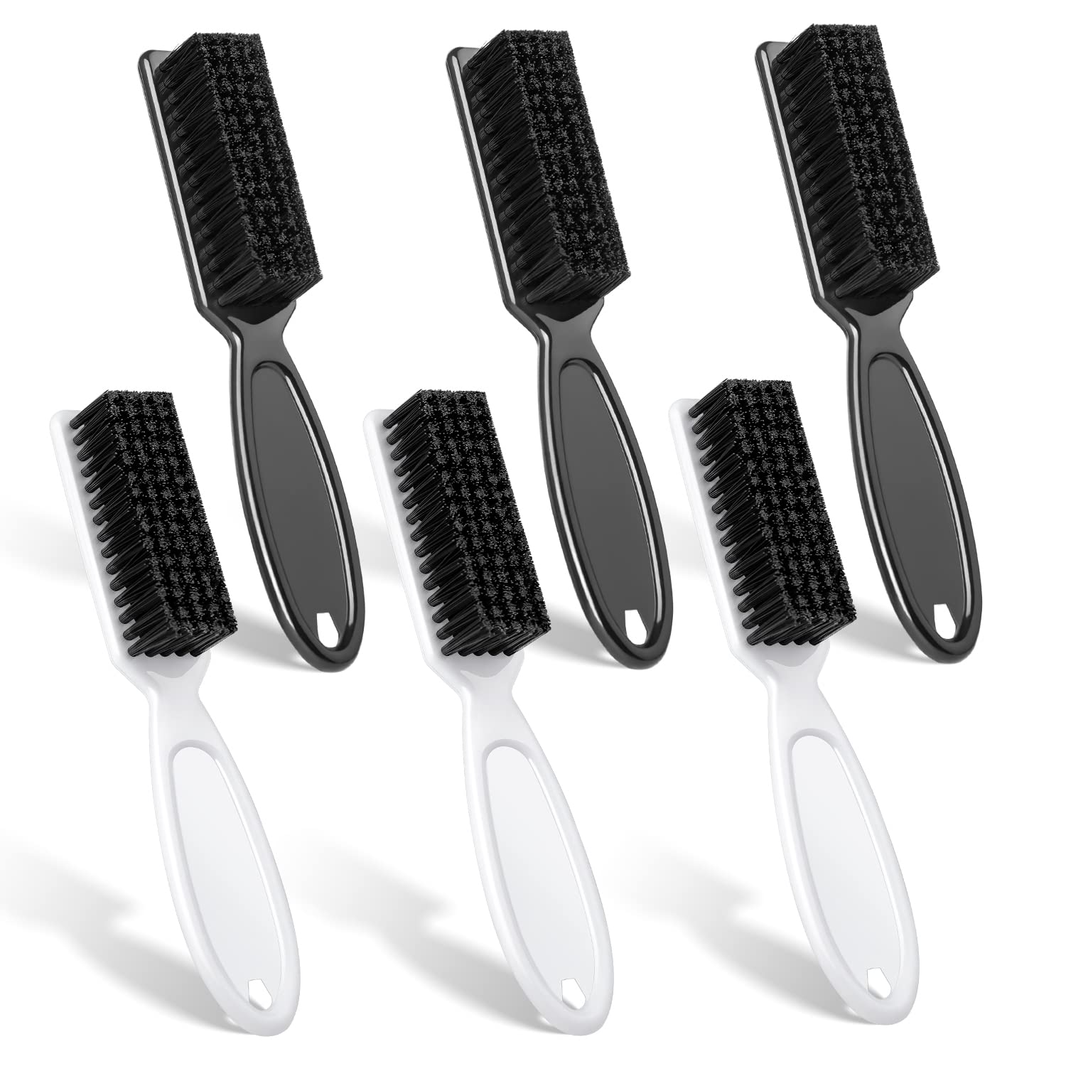 BEATURE 6-Piece Barber Blade Cleaning Brush Set - Professional Clipper & Trimmer Cleaning Brushes for Men's Hair Styling Tools (Black & White) - Perfect for Salon, Home Grooming & Barber Shop Maintenance