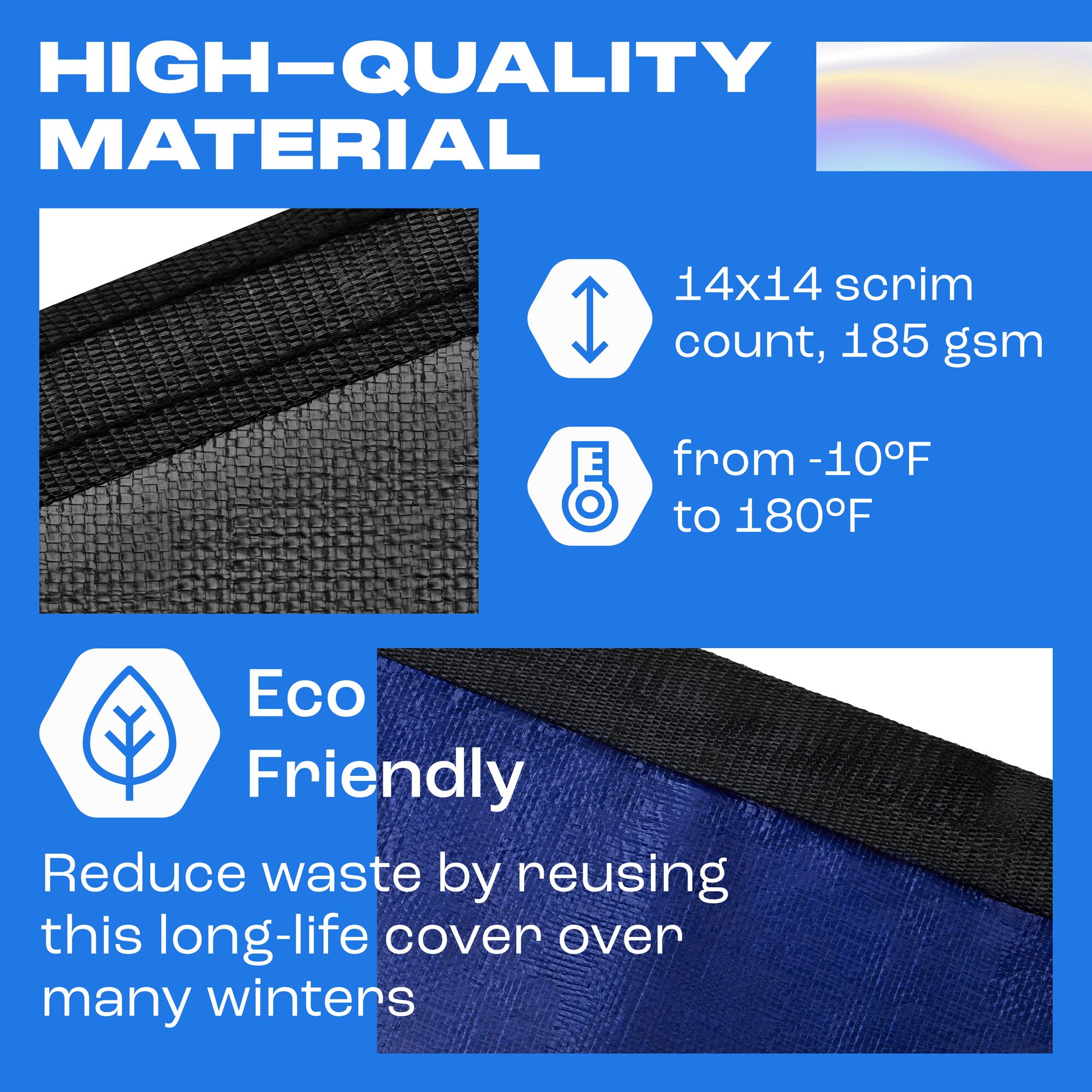 24 ft Round Winter Pool Cover for Above Ground Pools | Extra Thick & Durable Cold & UV Resistant Cover | Sapphire Series Premium Protection | Perfect for Winterizing & Protecting Your Above Ground Pool from Snow, Leaves & Debris