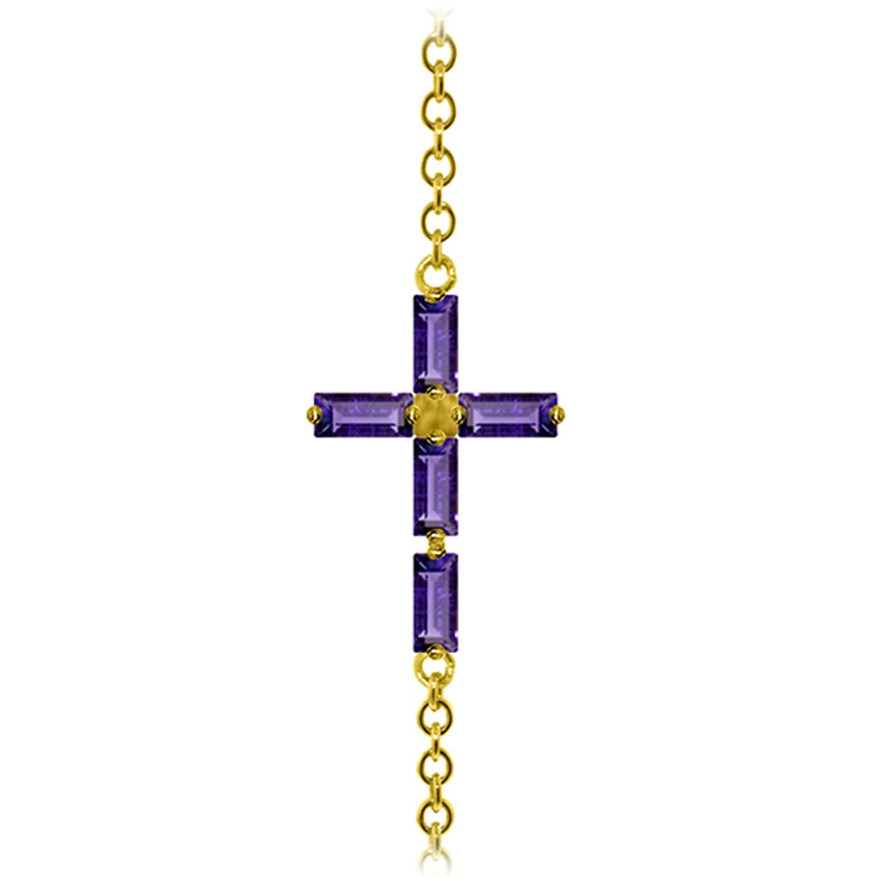 GG 1.15 Carat 14k Solid Gold Horizontal Cross Amethyst Bracelet for Women - Elegant Purple Gemstone Jewelry Gift for Birthday, Anniversary & Special Occasions
