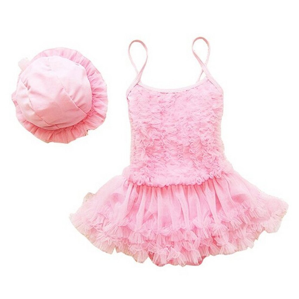 Baby Girls Princess Lace Tankini Swimsuit with Tutu Skirt - 2 Piece Swimwear Set for Toddler Pool & Beach Play