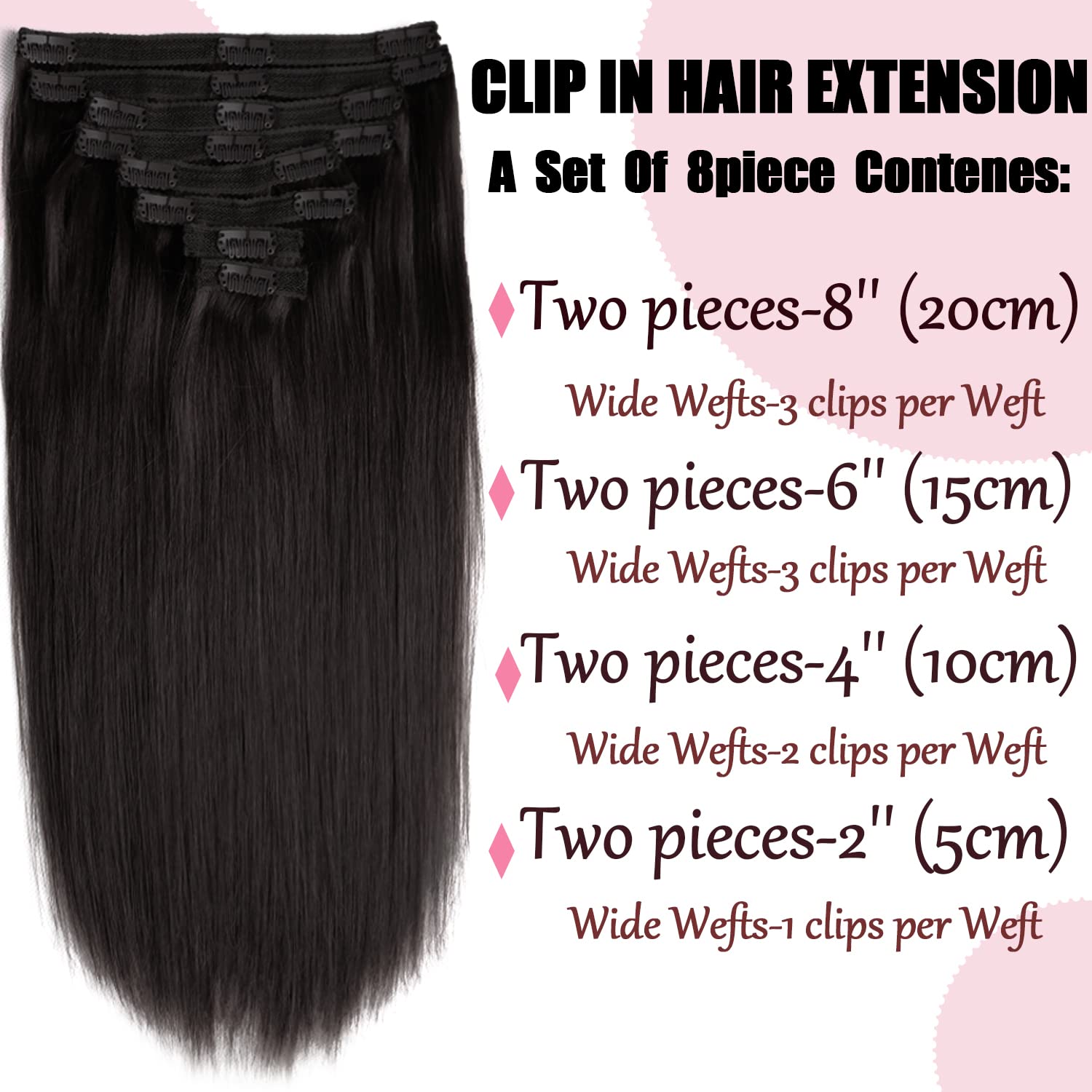 Clip-In Human Hair Extensions 22 Inch 8pcs 120g - 100% Remy Natural Black Straight Hair (#1B) for Volume & Length - Perfect for Parties, Weddings & Daily Styling