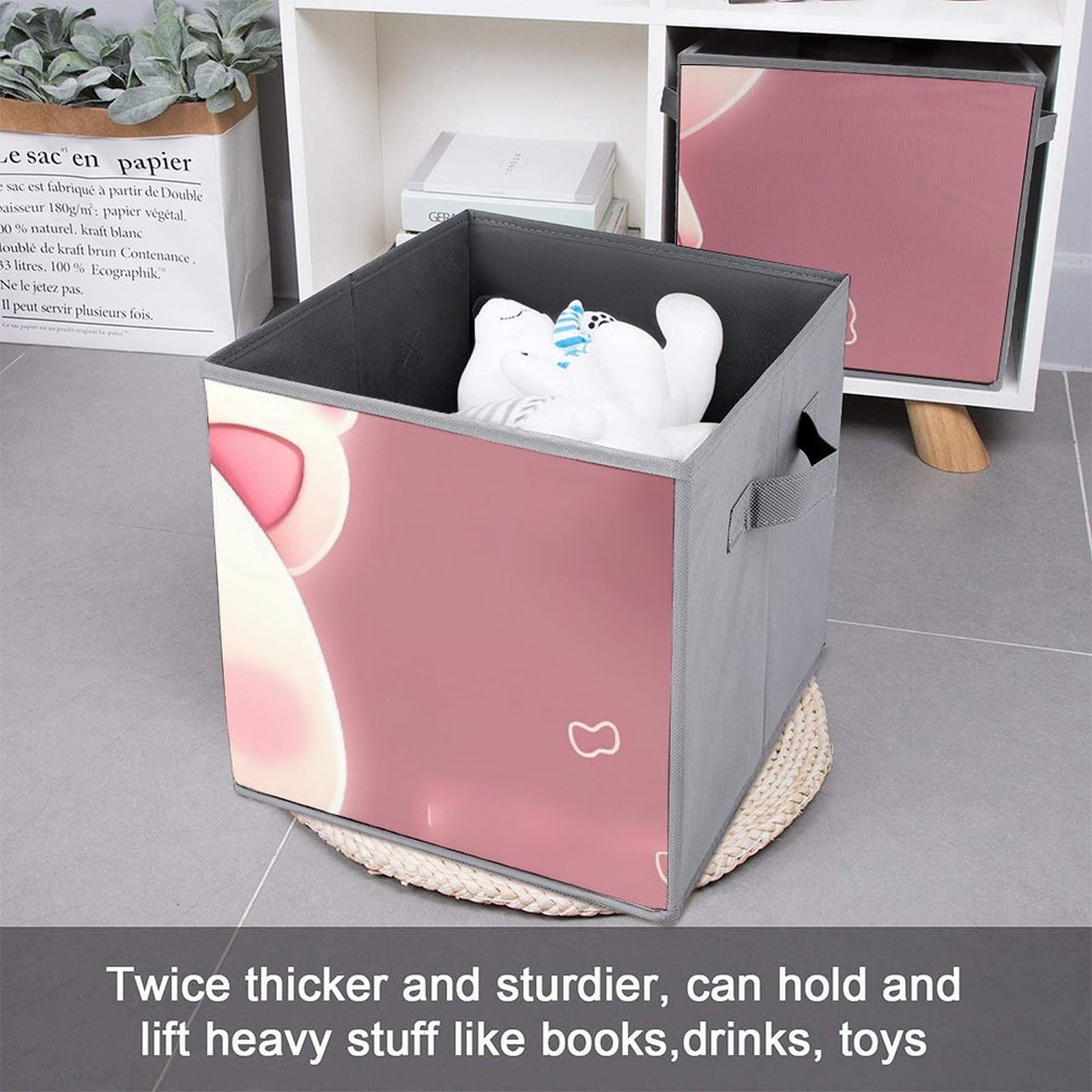 6-Pack Pink Cute Pig Collapsible Storage Bins with Handles - Large Closet Organizer Baskets for Clothing, Toys & Home Organization | Perfect for Bedroom, Nursery & Kids Room Storage Solutions