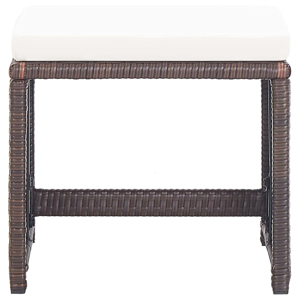 2-Piece Brown Poly Rattan Garden Stools with Cushions - Outdoor Patio, Deck, Backyard & Lawn Furniture - Perfect for Relaxing in Garden or Poolside - Fast Delivery