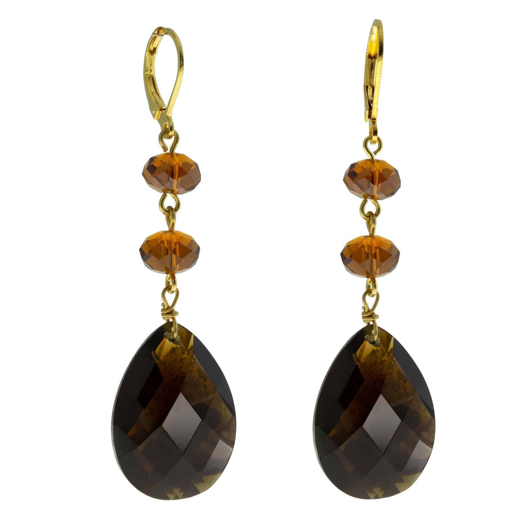 1928 Jewelry Briolette Faceted Teardrop Crystal Bead Drop Earrings - Elegant Dangle Earrings for Women, Perfect for Weddings, Parties & Special Occasions