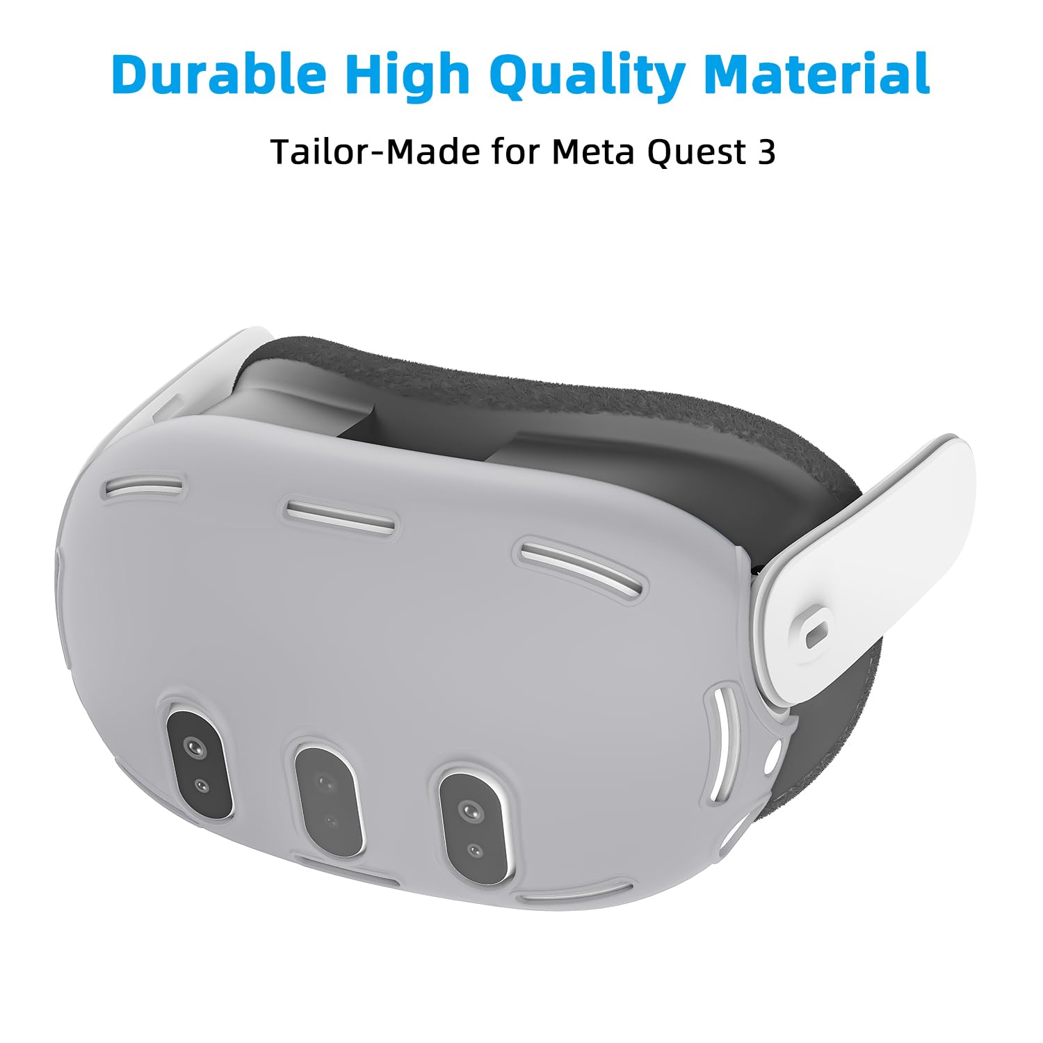 Relohas Deluxe VR Accessories Set for Meta Quest 3 & Oculus Quest 3 - 2-in-1 Protective Silicone Case with Upgraded Lens Protector & No Signal Disturbance VR Shell Cover (Grey) - Perfect for Gaming, VR Training & Entertainment