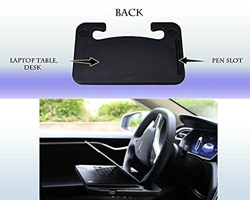 Steering Wheel Tray - Portable Car Desk for Laptop, Notebook & Meals | Vehicle Seat Mount Table | Black Car Tray for Working, Eating & Office Use on the Go