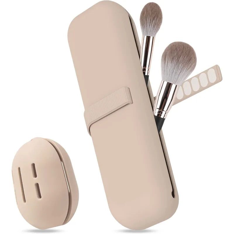Portable Travel Makeup Brush Holder - Compact & Leak-Proof Cosmetic Brush Organizer for On-The-Go Beauty Essentials | Perfect for Airplane, Gym Bag & Vacation Trips