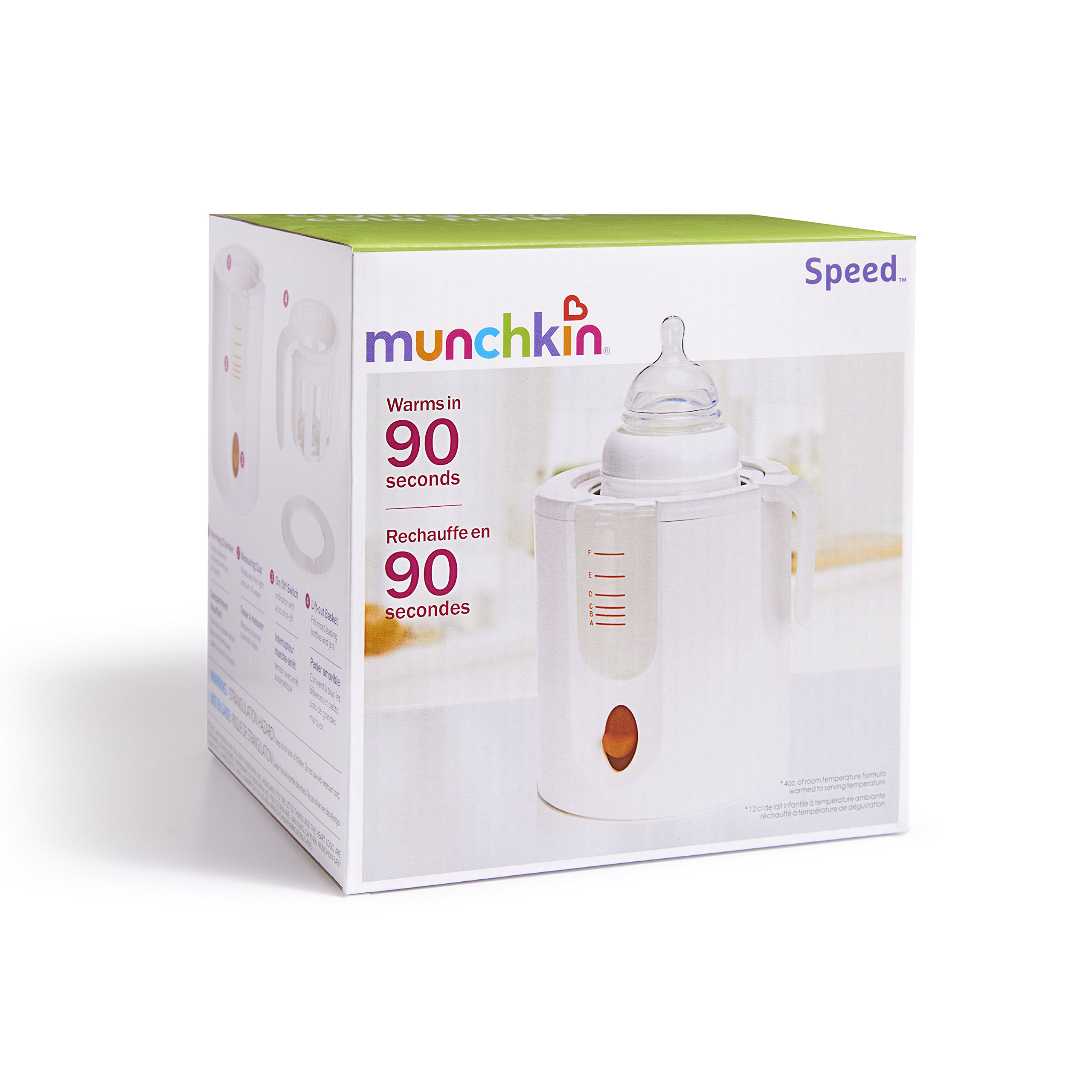 Munchkin High Speed Bottle Warmer - Fast Heating Baby Bottle Warmer for Breastmilk & Formula - Orange & White (1 Count) - Perfect for Travel, Home & Nursery Use