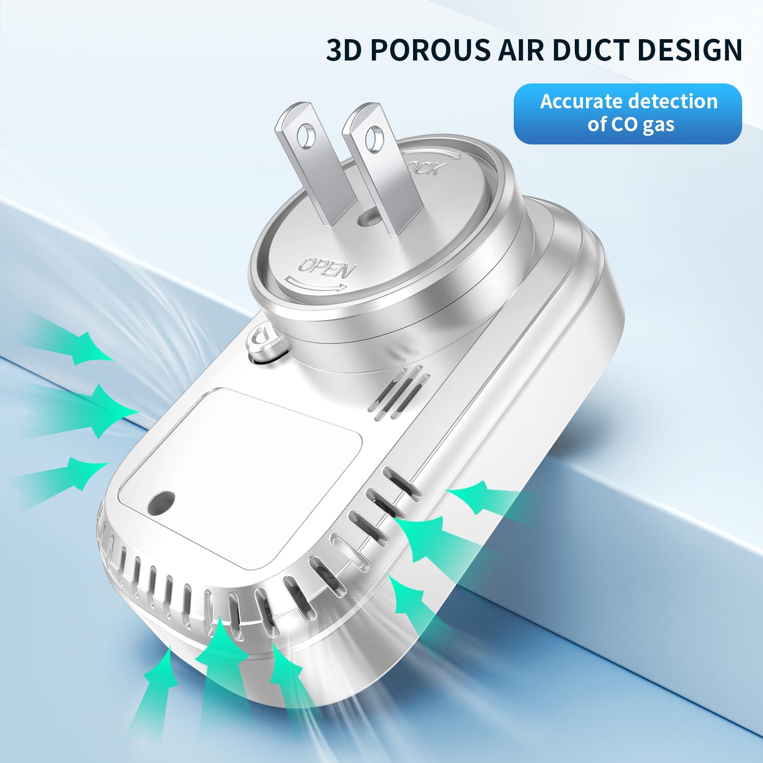 3-in-1 Plug-in Carbon Monoxide Detector with Temperature & Humidity Monitor - 2.1
