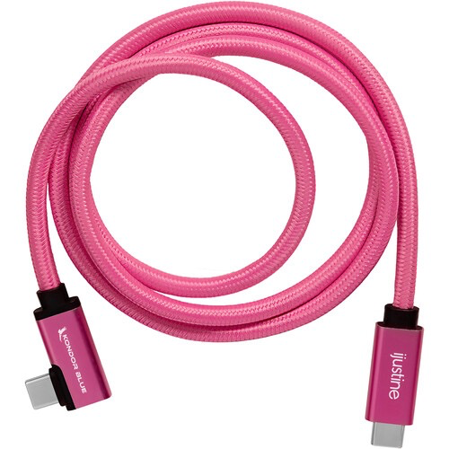 Kondor Blue iJustine USB C 3.2 Gen 2 Right Angle Cable - 3ft Pink Fast Charging Cord for MacBook Pro, iPad Pro, Samsung Galaxy - Perfect for Home Office & Travel Accessories