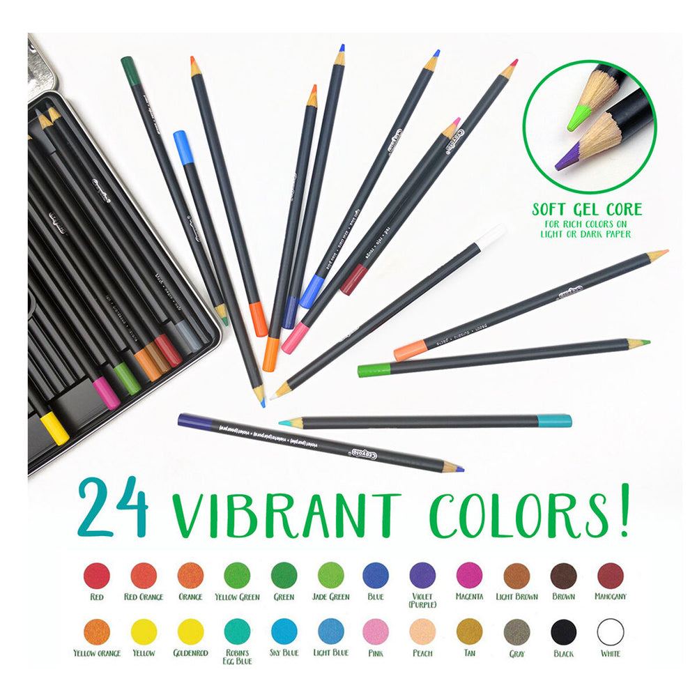 24-Piece Crayola Signature Blend & Shade Colored Pencils Set - Premium Artist & Student Drawing Supplies for Sketching, Coloring & Blending Techniques - Perfect for Art Projects, School & Professional Use