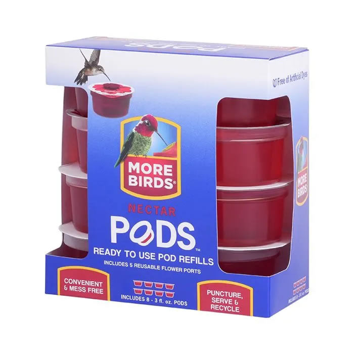 More Birds Nectar Pods Refill - Hummingbird Feeder Replacement - 12 Pack for Outdoor Garden & Backyard Bird Watching