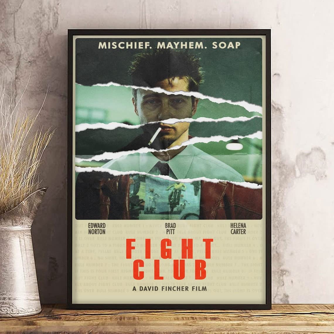 Vintage Mischief Mayhem Soap Fight Movie Poster - Classic Film Club Wall Art Decor for Home Theater, Man Cave & Movie Lovers Gift