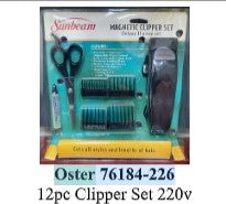 Oster 76184 226 Professional 12-Piece Hair Clipper Kit with 220V Motor | Perfect for Barbershops & Home Haircuts