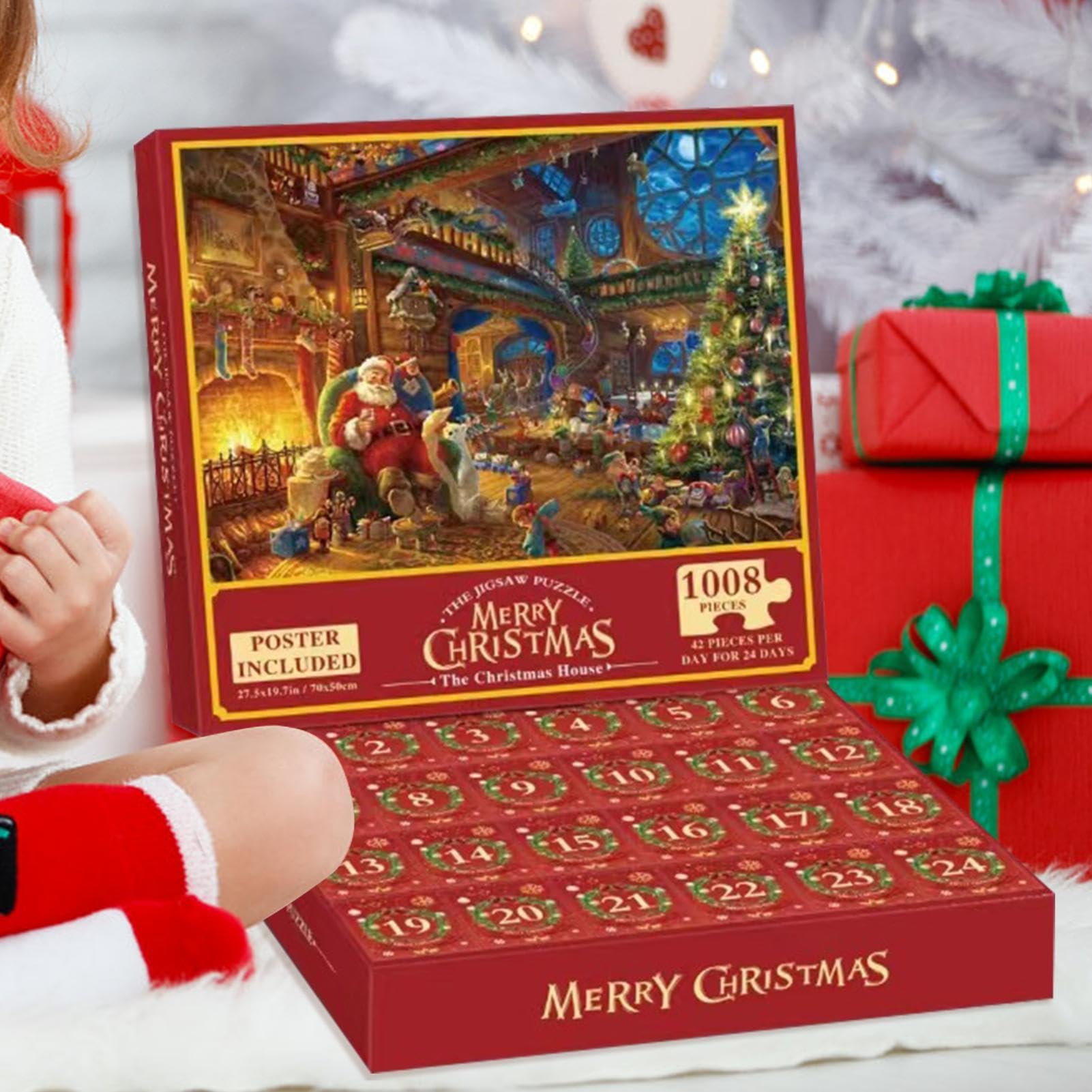Christmas Countdown Puzzle - 24-Day Advent Calendar Puzzle for Adults & Kids, Holiday Puzzle Game for Family Fun | Perfect for Christmas Decor, Gift Giving & Festive Countdown Activities