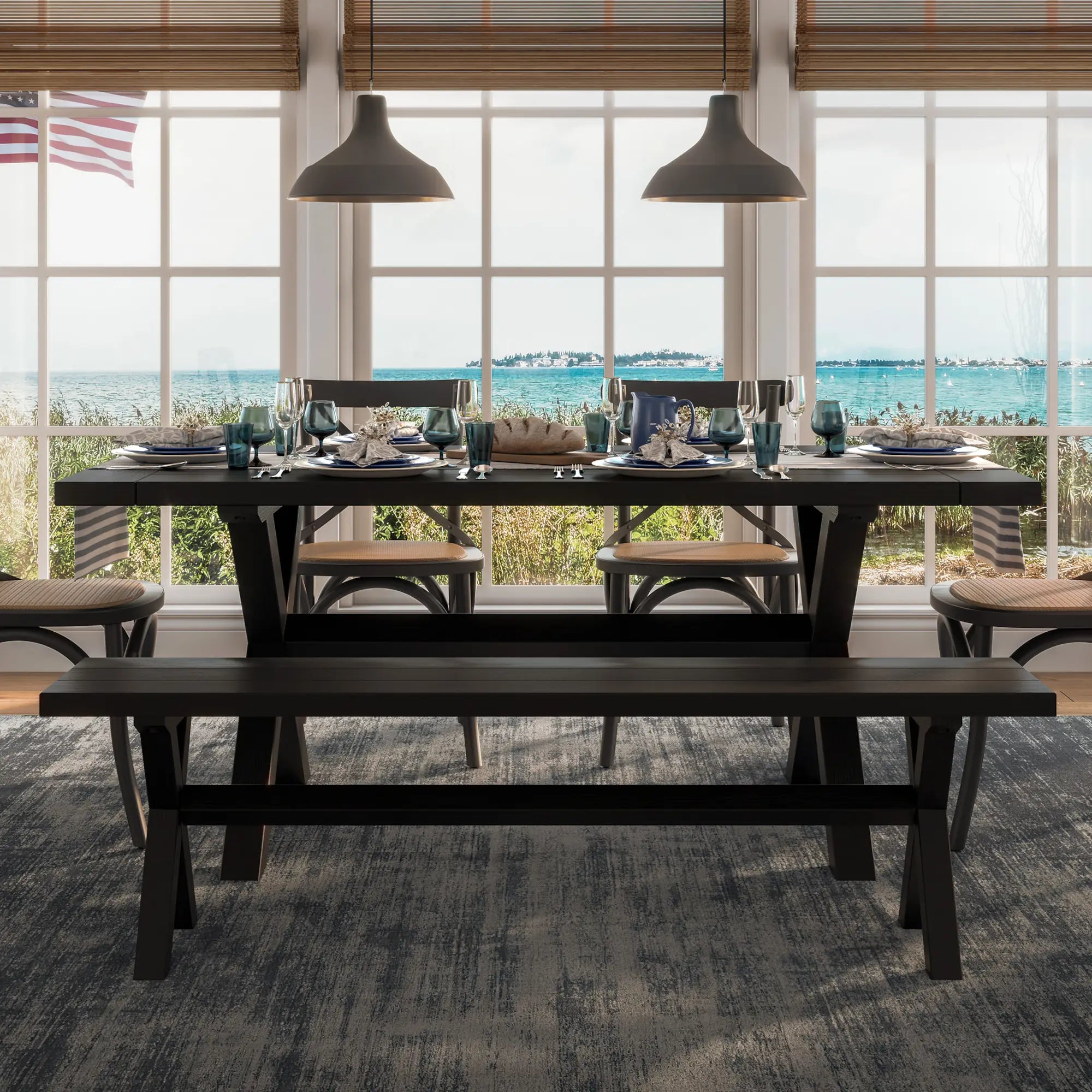 Customizable Cascais 72-Inch Modern Dining Table - Extendable Wooden Table for 8-10 People - Perfect for Family Gatherings & Dinner Parties