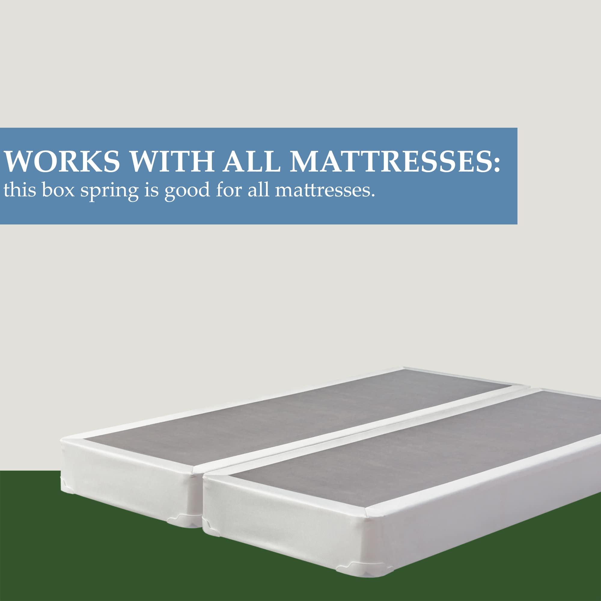 4-Inch Low Profile Wooden Box Spring Foundation for King Mattress - Traditional Split Design, White | Perfect for Bedroom, Guest Room & Dormitory Use