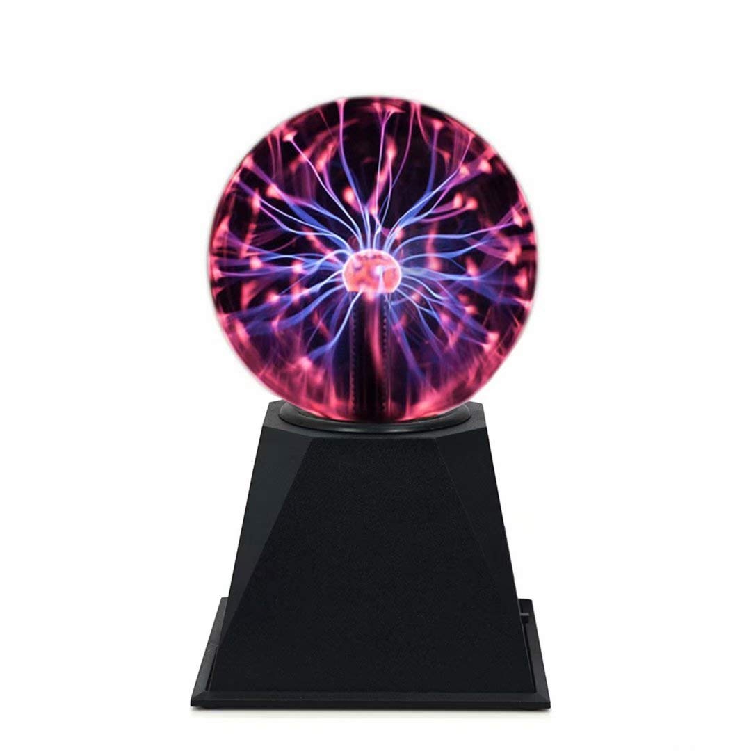 Hooyi 6 Inch Magic Plasma Ball Touch & Sound Sensitive - Lightning Globe Lamp with Nebula Effect, Science Desk Decor, Cool Night Light for Bedroom, Office, Party & STEM Gifts
