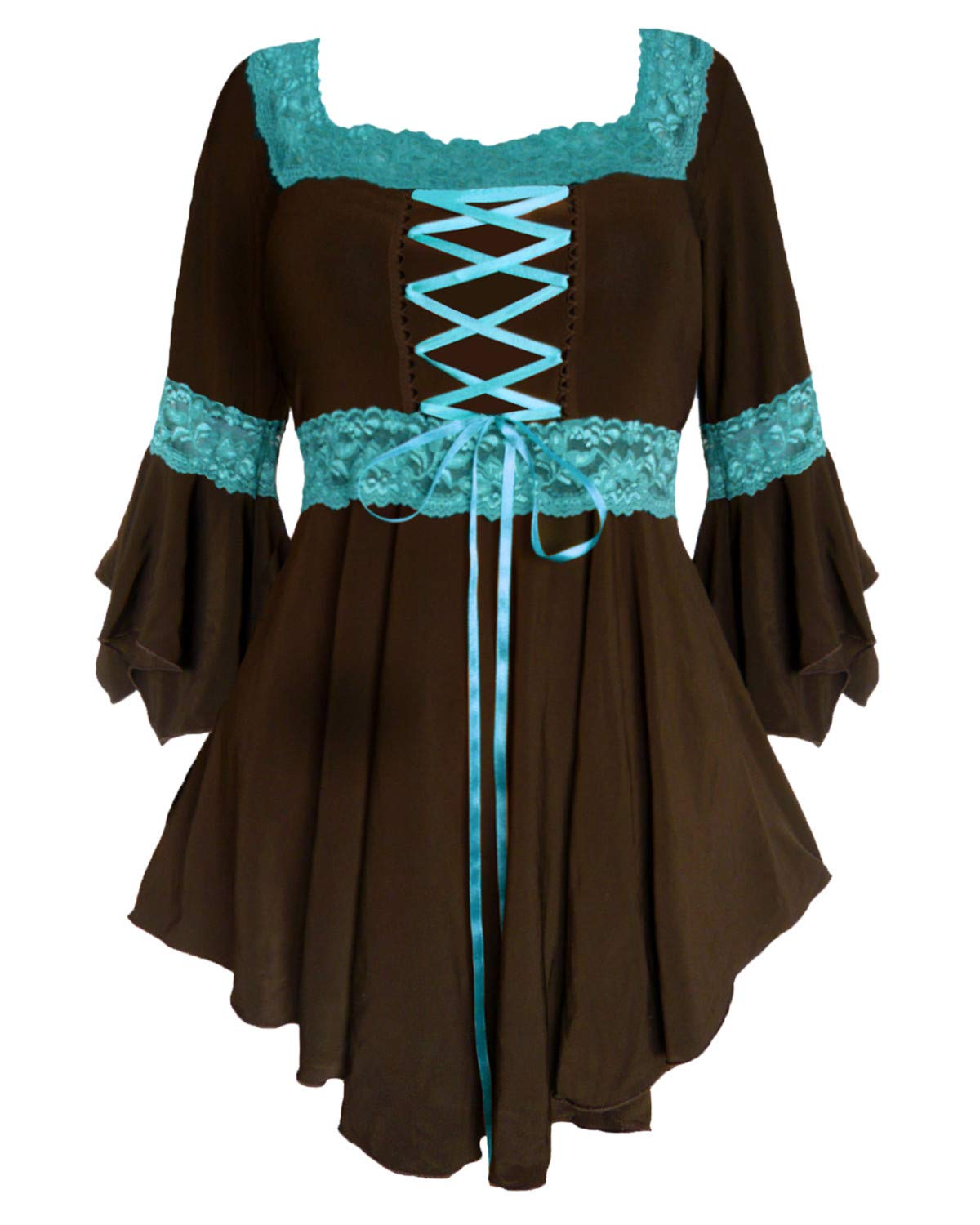 Victorian Gothic Renaissance Corset Top for Women | Boho Lace Blouse for Cosplay, Renaissance Fairs & Festival Outfits | Elegant Peasant Style Top for Historical Reenactments & Themed Parties