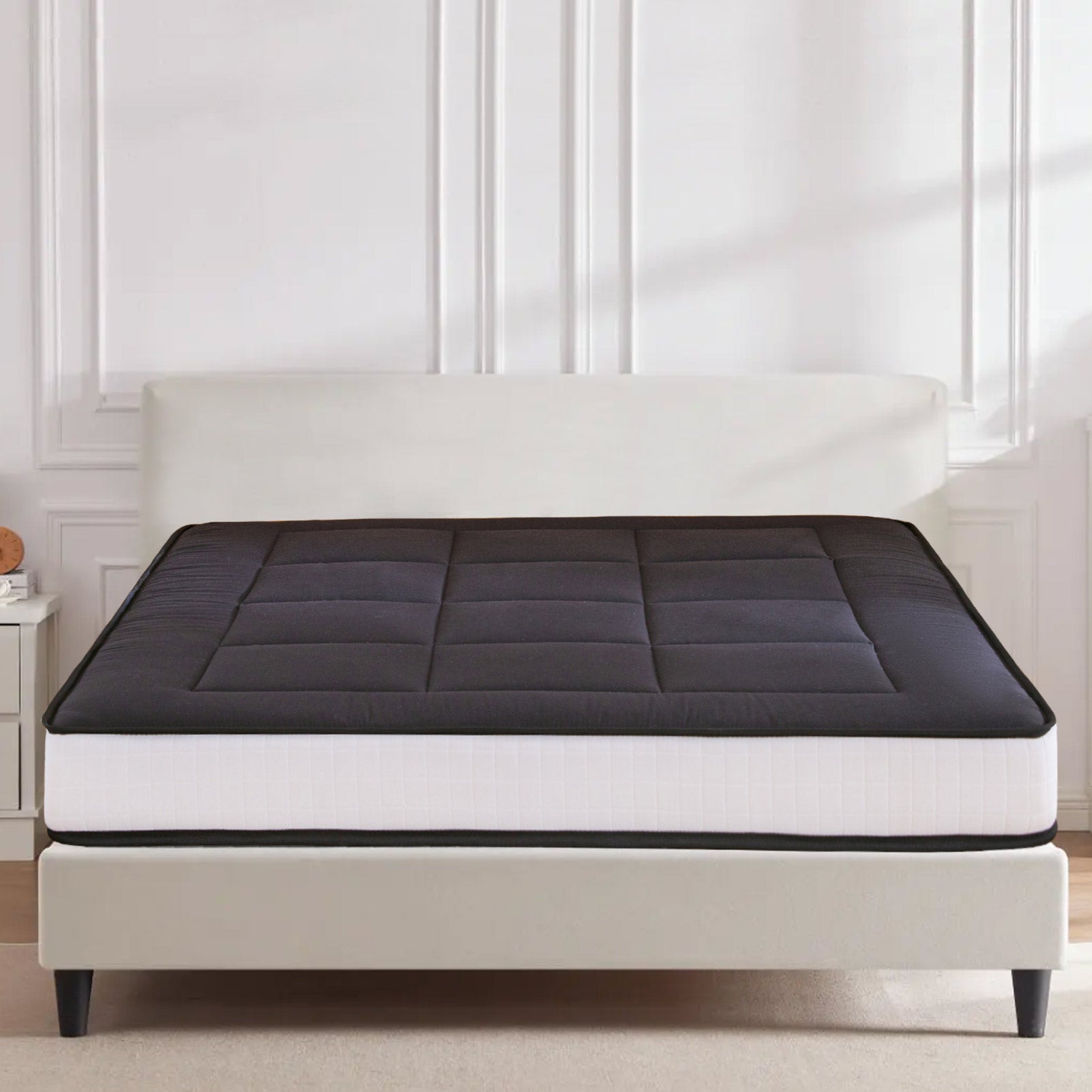 MAXYOYO 8-Inch Thick Japanese Futon Mattress - Super Soft Square Quilting Floor Bed for Guest Room & Small Spaces (Light Brown) | Perfect for Apartments, Dorms & Meditation Rooms