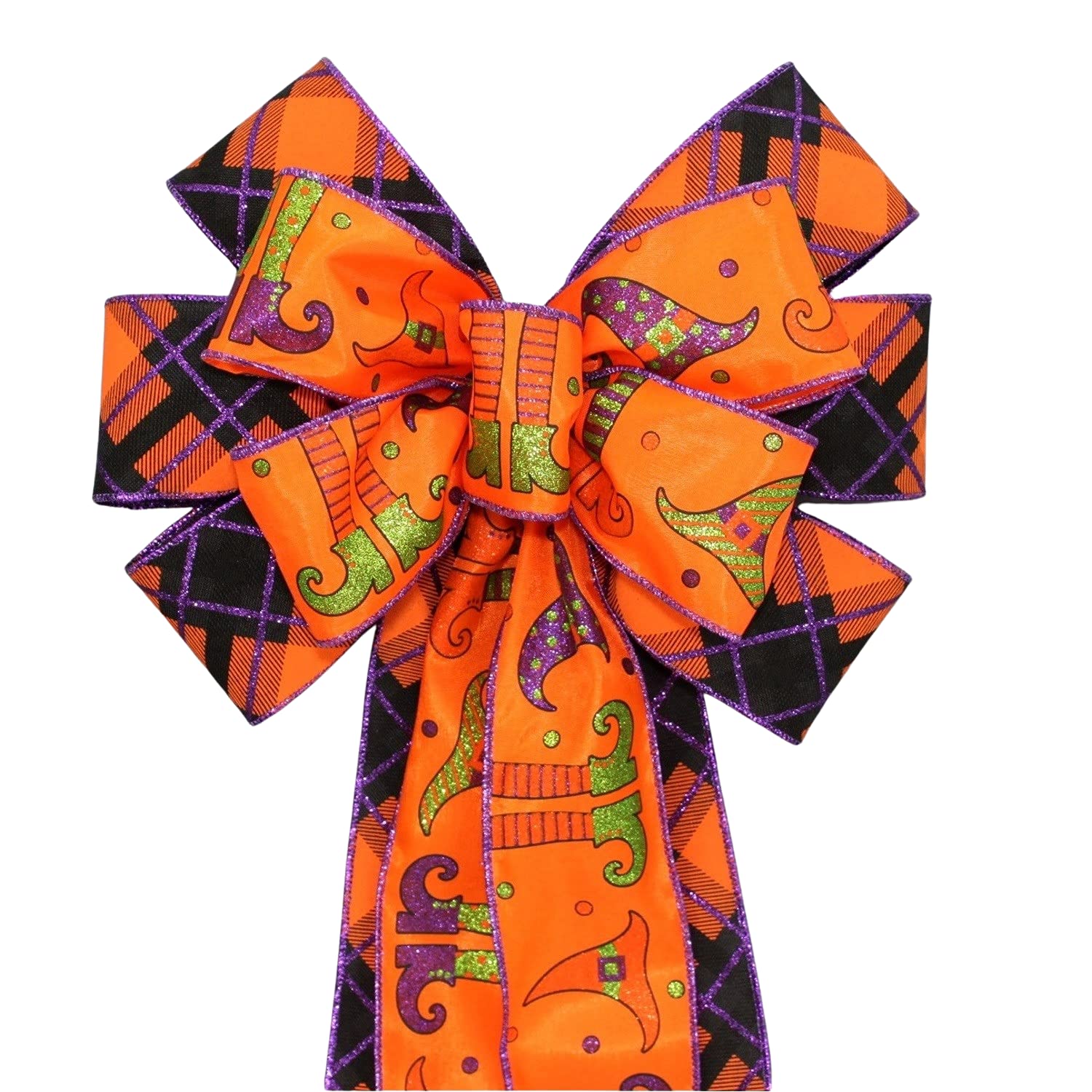 Halloween Witch Legs Wreath Bow - Spooky Decor for Door, Mantel & Party | Witch Hat & Legs Halloween Wreath for Front Door, Fireplace & Halloween Party Decorations