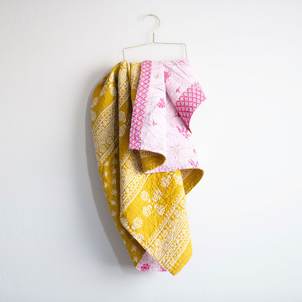 Soft Kantha Baby Blanket CB9087 - Handmade Cotton Swaddle Blanket for Newborns & Infants - Perfect for Nursery, Stroller, and Travel