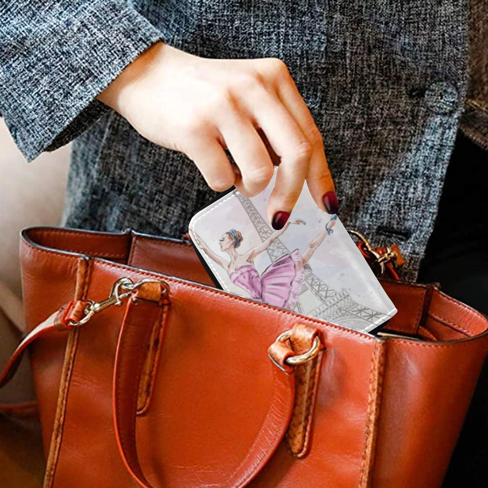 Paris Eiffel Tower Ballet Wallet - RFID Blocking Leather Card Holder for Women | Travel & Daily Use
