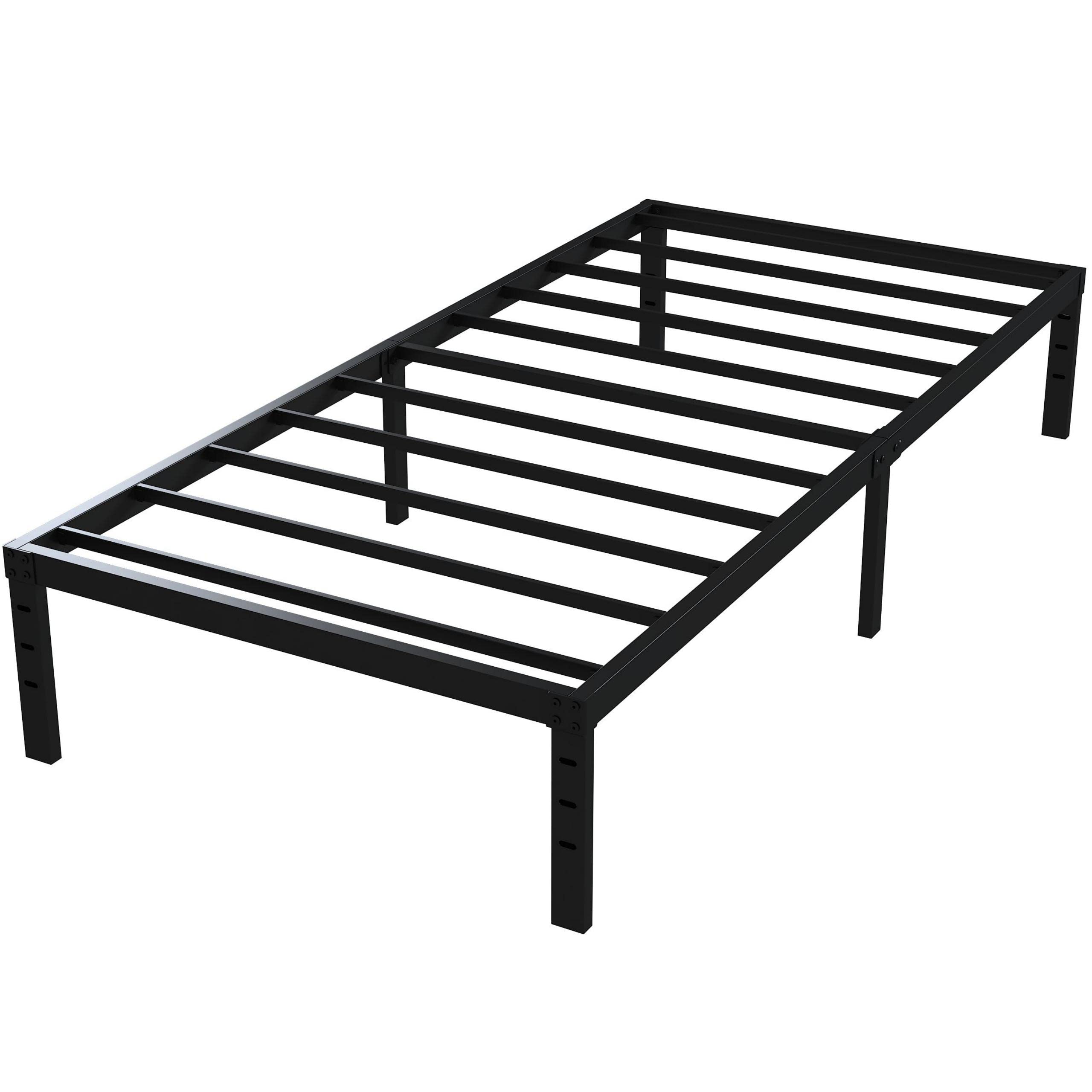 16 Inch Twin XL Bed Frame with Storage - Heavy Duty Metal Platform Bed Frame Supports 2,500 lbs - Easy Assembly Mattress Foundation in Black - Perfect for Small Spaces, Dorms & Guest Rooms