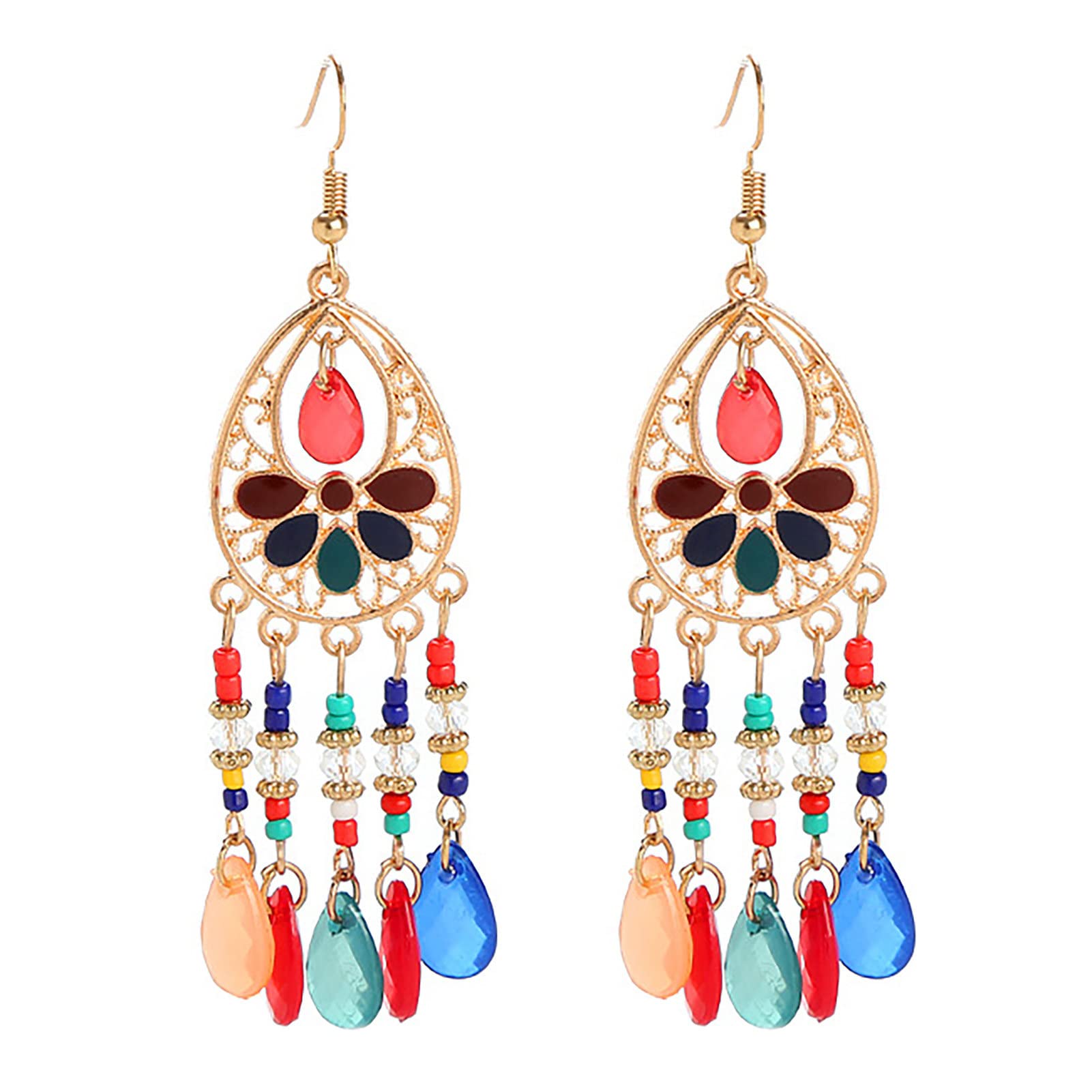 Mosichi Women's Fashion Earrings - 1 Pair Bohemian Tassel Hook Dangle Earrings, Vintage Long Drop Jewelry for Wedding, Party & Special Occasions