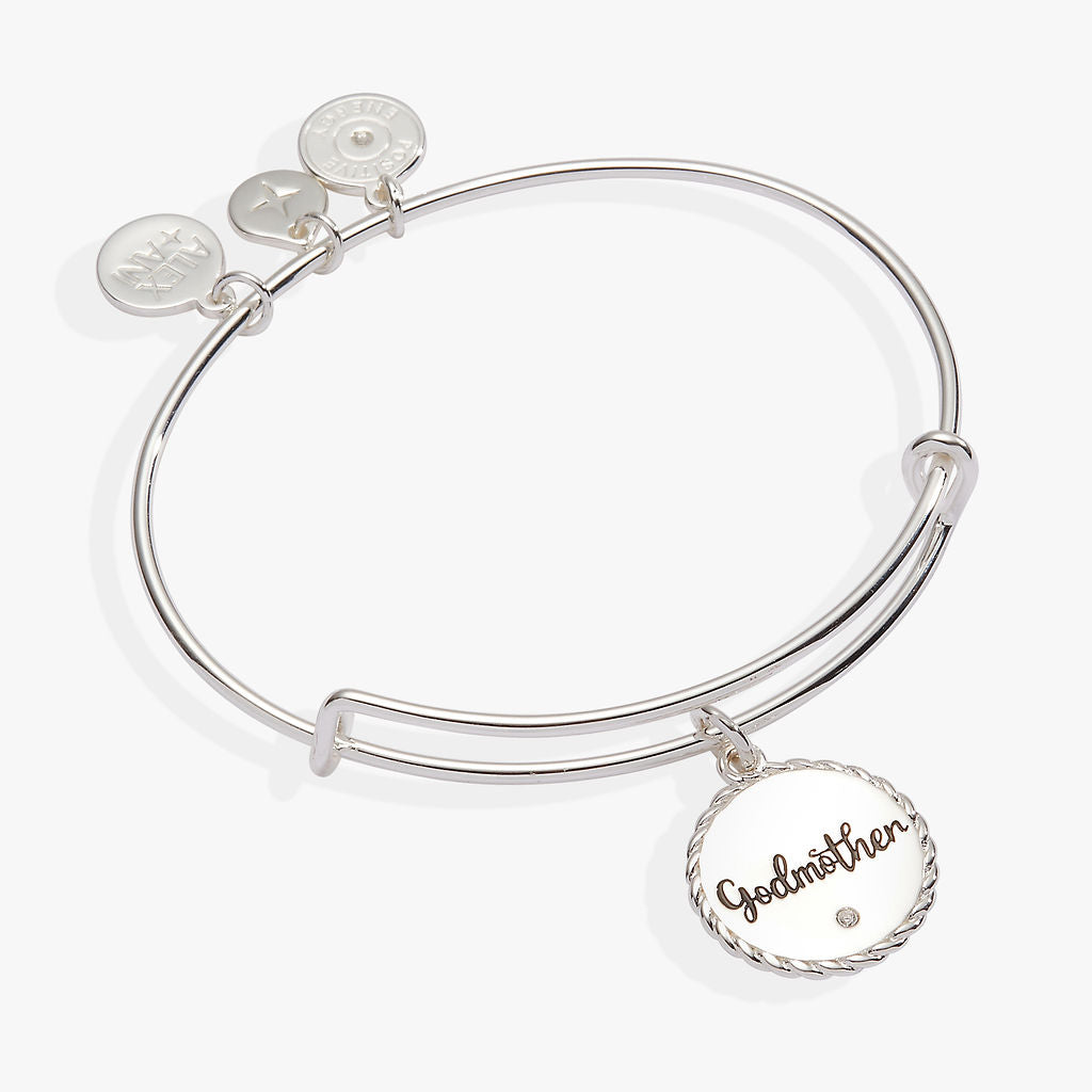 Godmother Charm Bangle - Sterling Silver Gift for Godmothers, Baptism, Christening & Special Occasions | Perfect for Women's Jewelry Collection