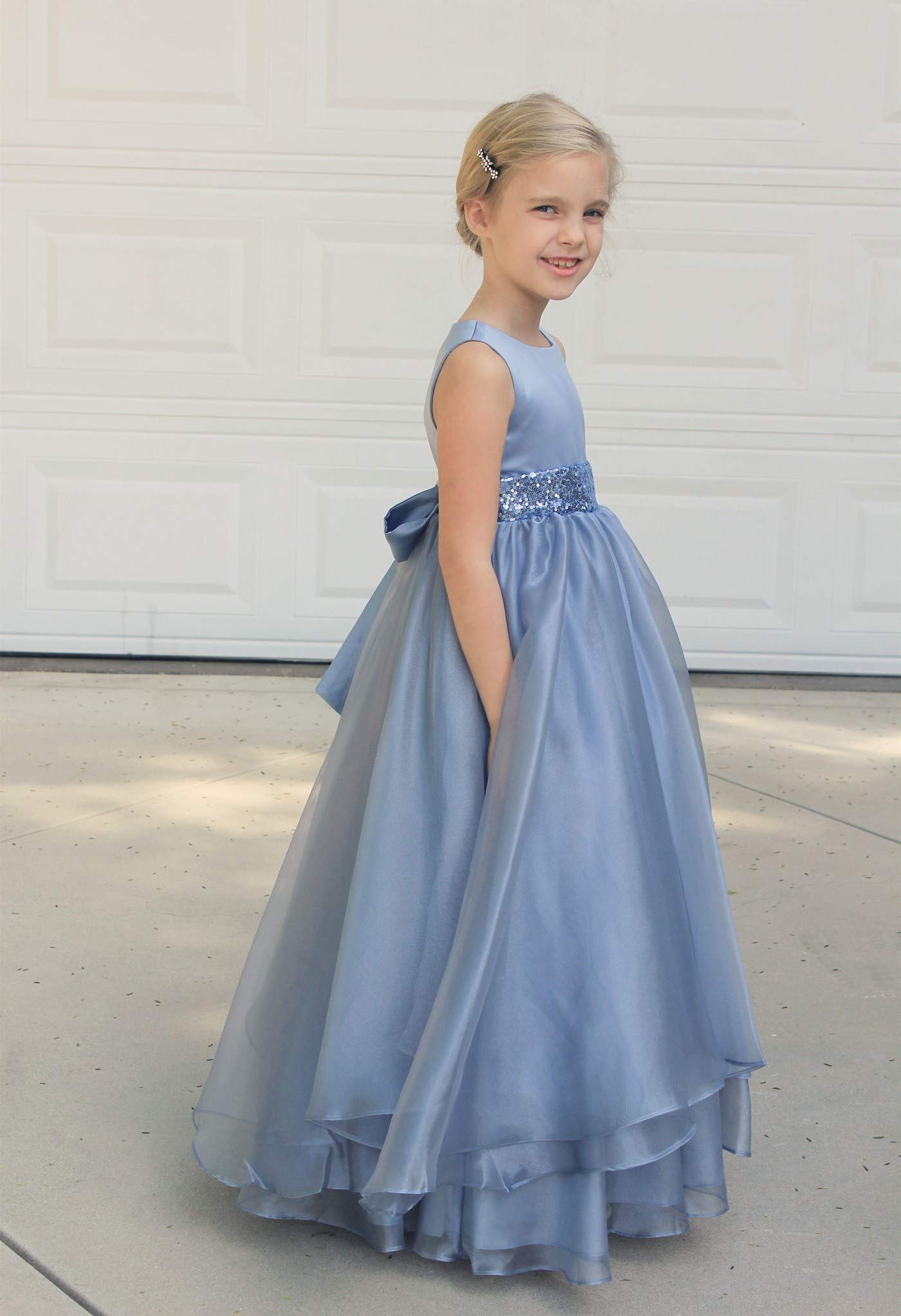 ekidsbridal Asymmetrical Ruffled Organza Sequin Flower Girl Dress for Toddlers - Perfect for Weddings, Pageants & Special Occasions