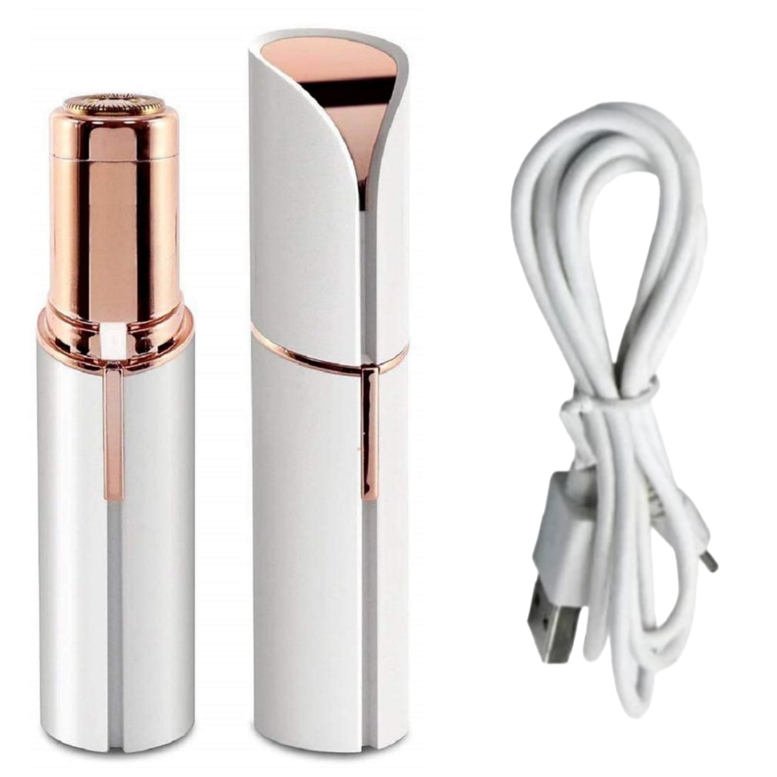 USB Rechargeable Facial Hair Epilator for Women - Painless Hair Remover for Face, Chin, Cheeks & Eyebrows - Portable Lipstick-Shaped Design - Perfect for Travel, Home Use & Quick Touch-Ups