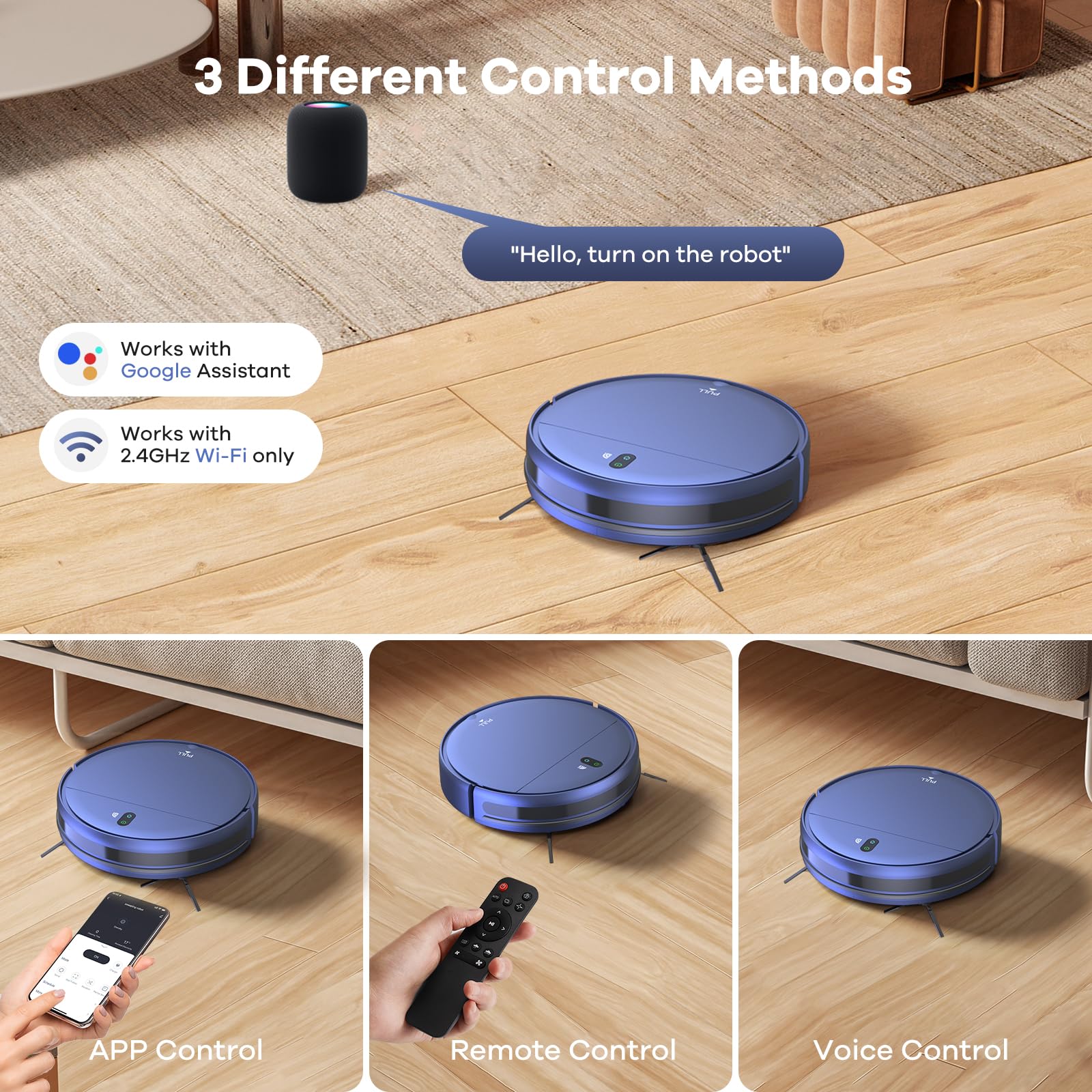 ZCWA WiFi Robot Vacuum & Mop - 4 Cleaning Modes, Self-Charging for Pet Hair & Carpets - Home Cleaning Solution