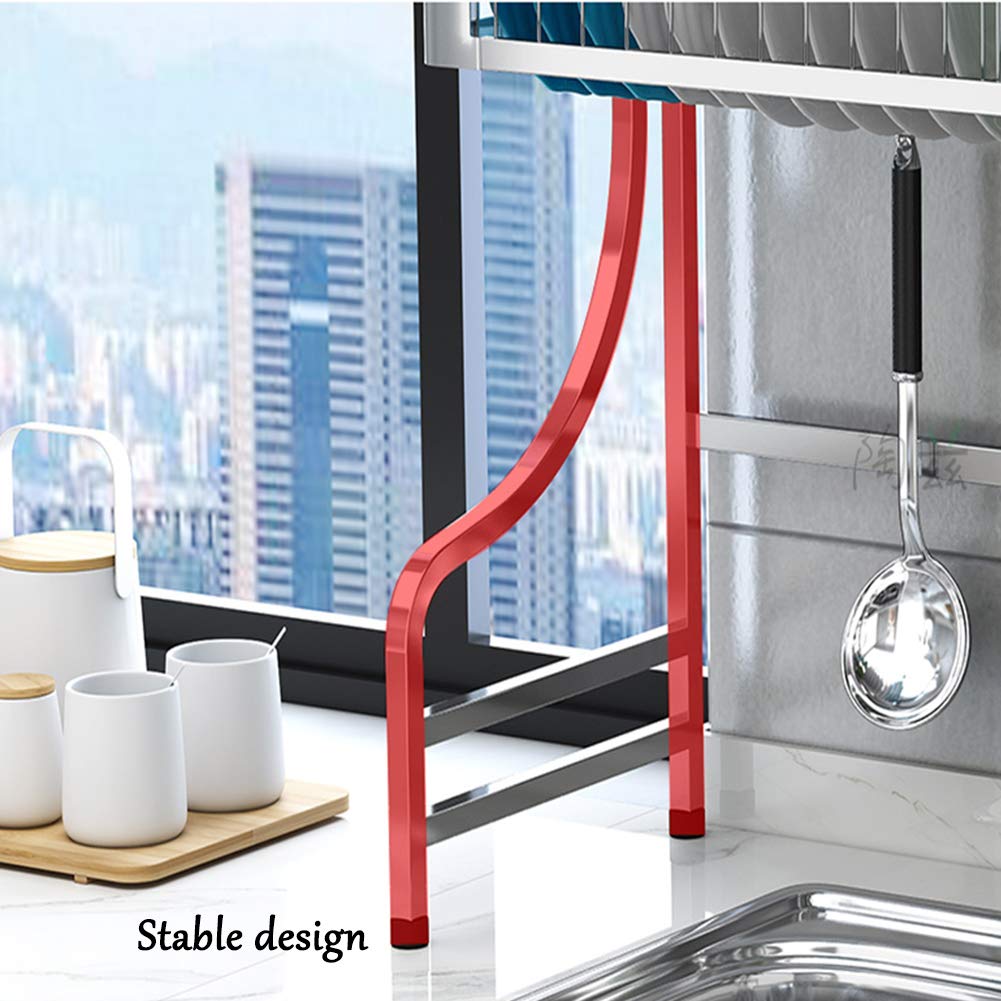 LoveHouse Over The Sink Dish Drying Rack - 36 Inch Stainless Steel Multi-Functional Dish Drainer with Utensil Holder | Sturdy Kitchen Storage Shelf for Countertop | Perfect for Small Spaces & Organized Kitchen Cleaning