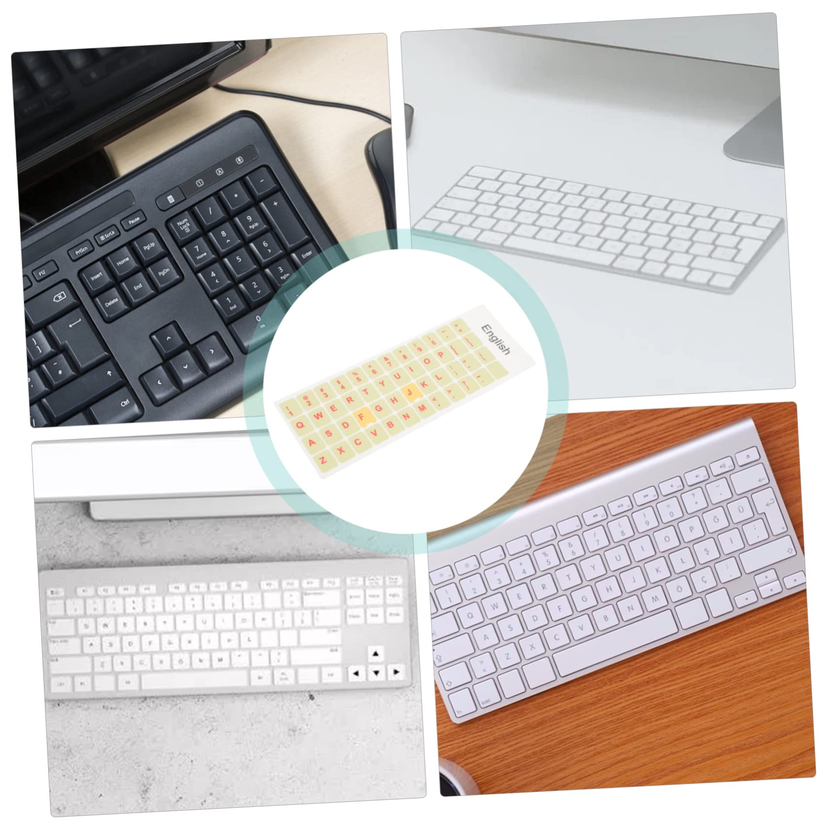 Lurrose 2-Pack Universal Laptop Keyboard Stickers - English Letter ABS Decorative Film for Notebook & Computer (Perfect for Work, Gaming & Travel)
