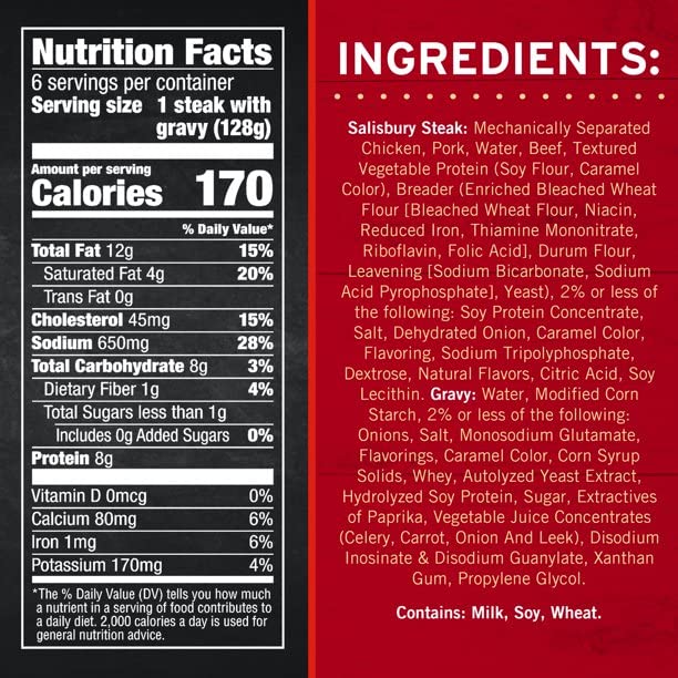 All Natural Banquet Salisbury Steaks with Brown Gravy - Family Size 12 Pack (27 Oz Each) | High Protein (7g) Chicken, Pork & Beef Blend | Ready-to-Eat Gourmet Meal | Perfect for Family Dinners, Quick Lunches & Emergency Food Supply | Supports Donate a Meal Program