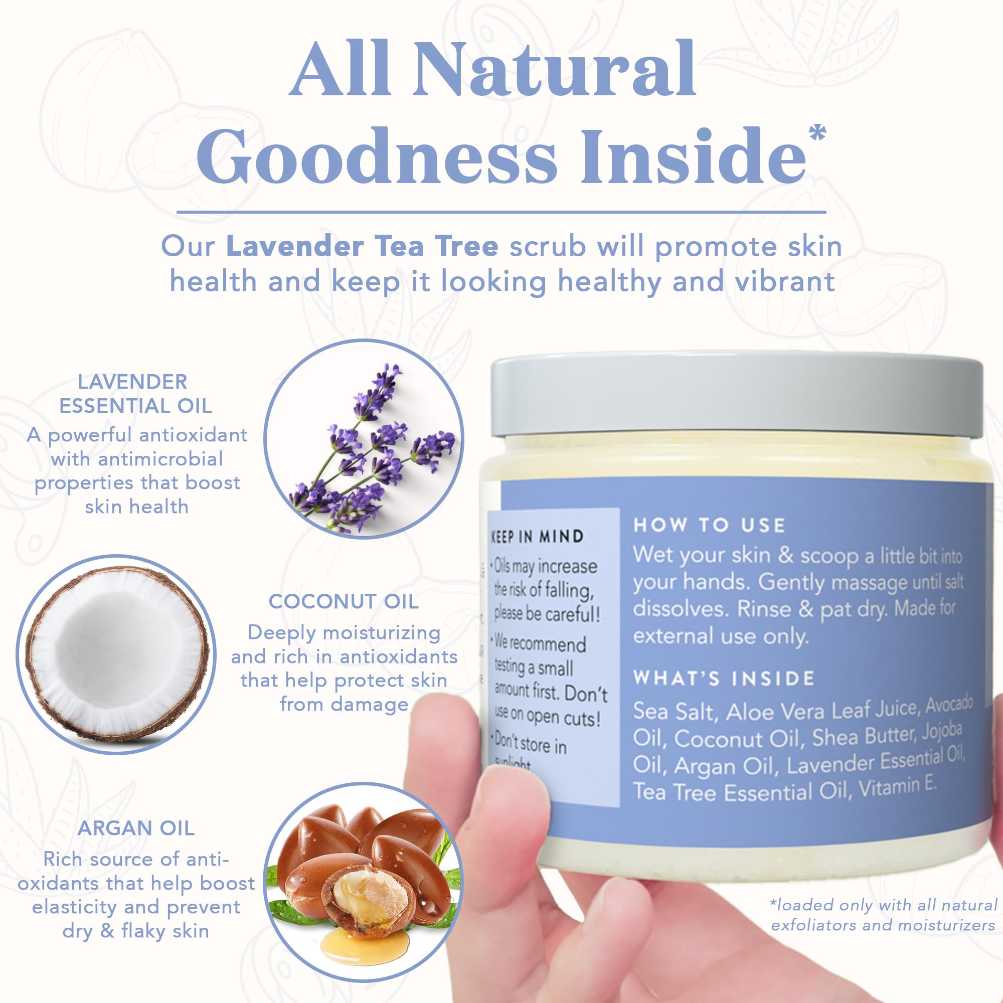 Bare Botanics Organic Castor Oil for Hair Growth & Body Moisturizer + Lavender Tea Tree Salt Scrub Exfoliator - Natural Skincare Set for Dry Scalp, Split Ends & Relaxing Bath Time