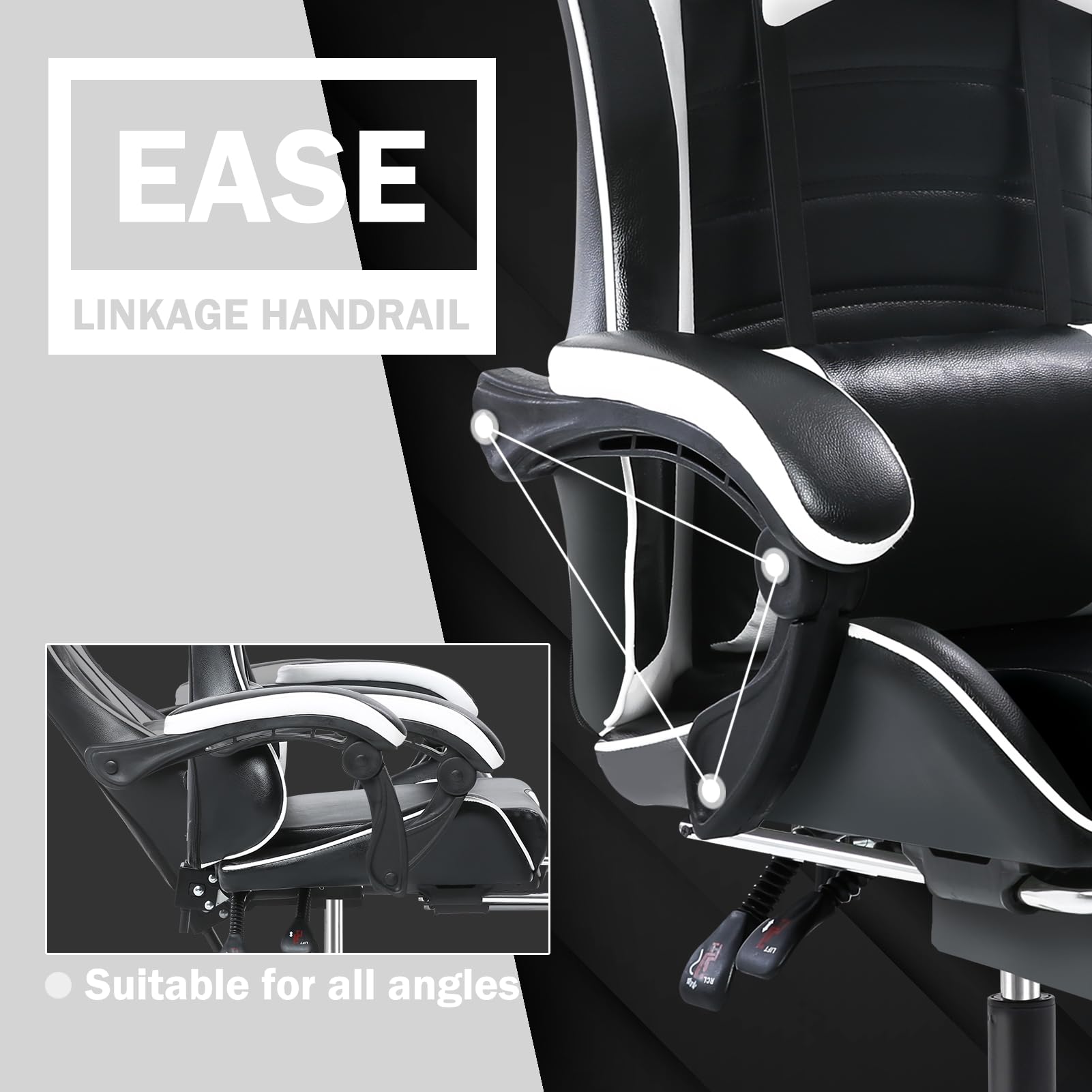 Premium Ergonomic Gaming Chair for Adults - High Back Computer Chair with Adjustable Lumbar Support & Footrest - 350LBS Weight Capacity - White - Perfect for PC Gaming, Esports, and Home Office Workstations