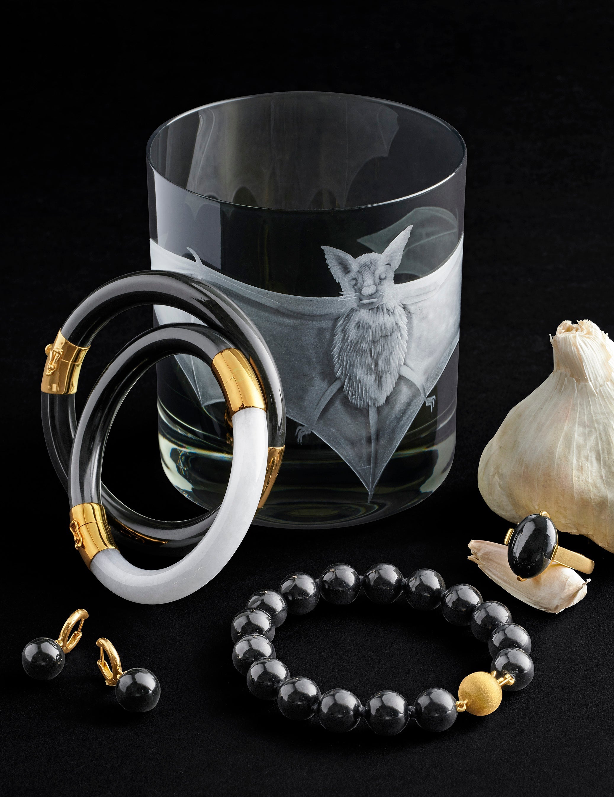 Pacific Bangle Bracelet - Elegant Black & White Jade Beaded Jewelry for Women | Perfect for Casual Wear, Office & Special Occasions