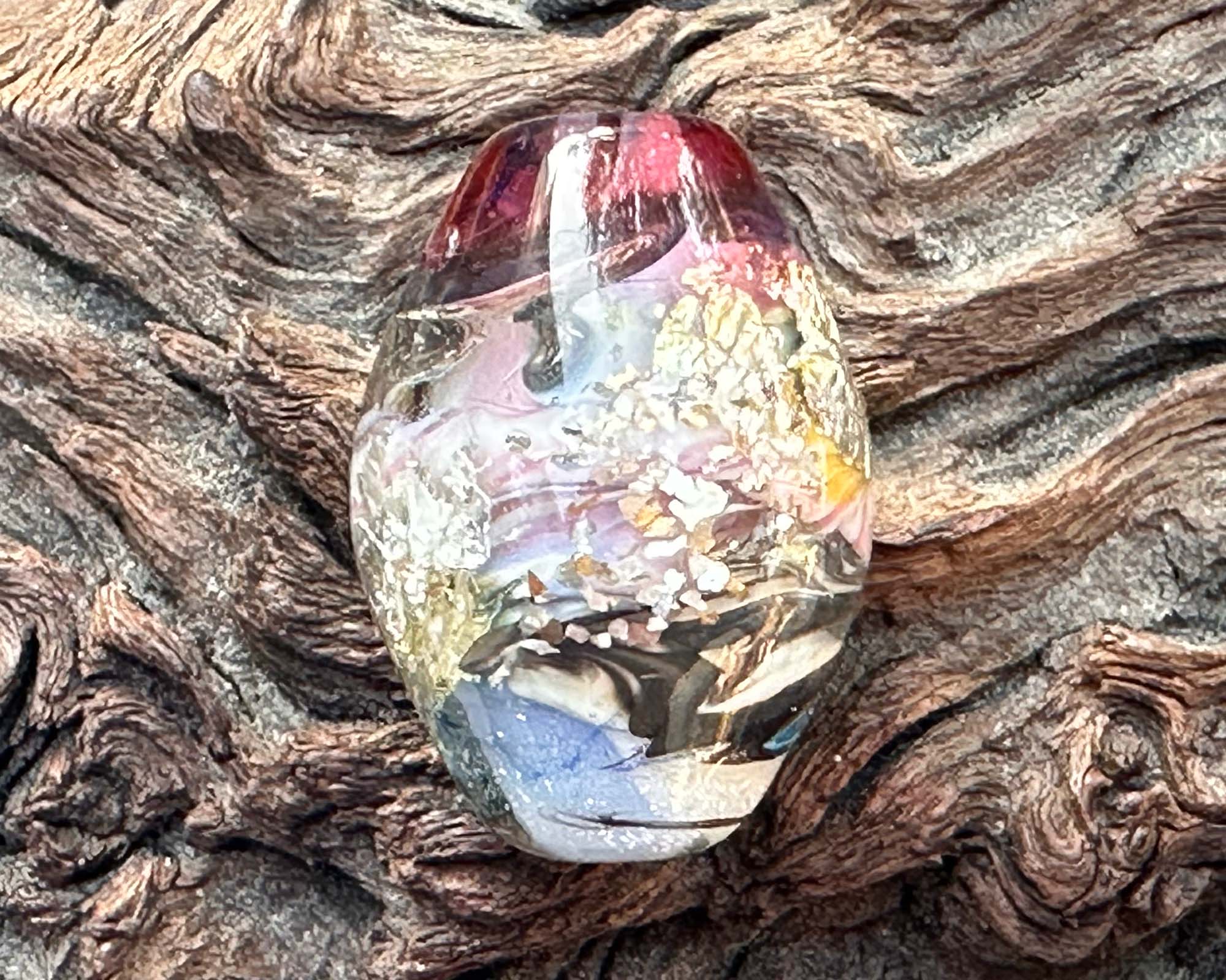 Handmade Mica Swirl Glass Lampwork Focal Bead for Jewelry Making - Perfect for Necklaces, Bracelets, and DIY Craft Projects
