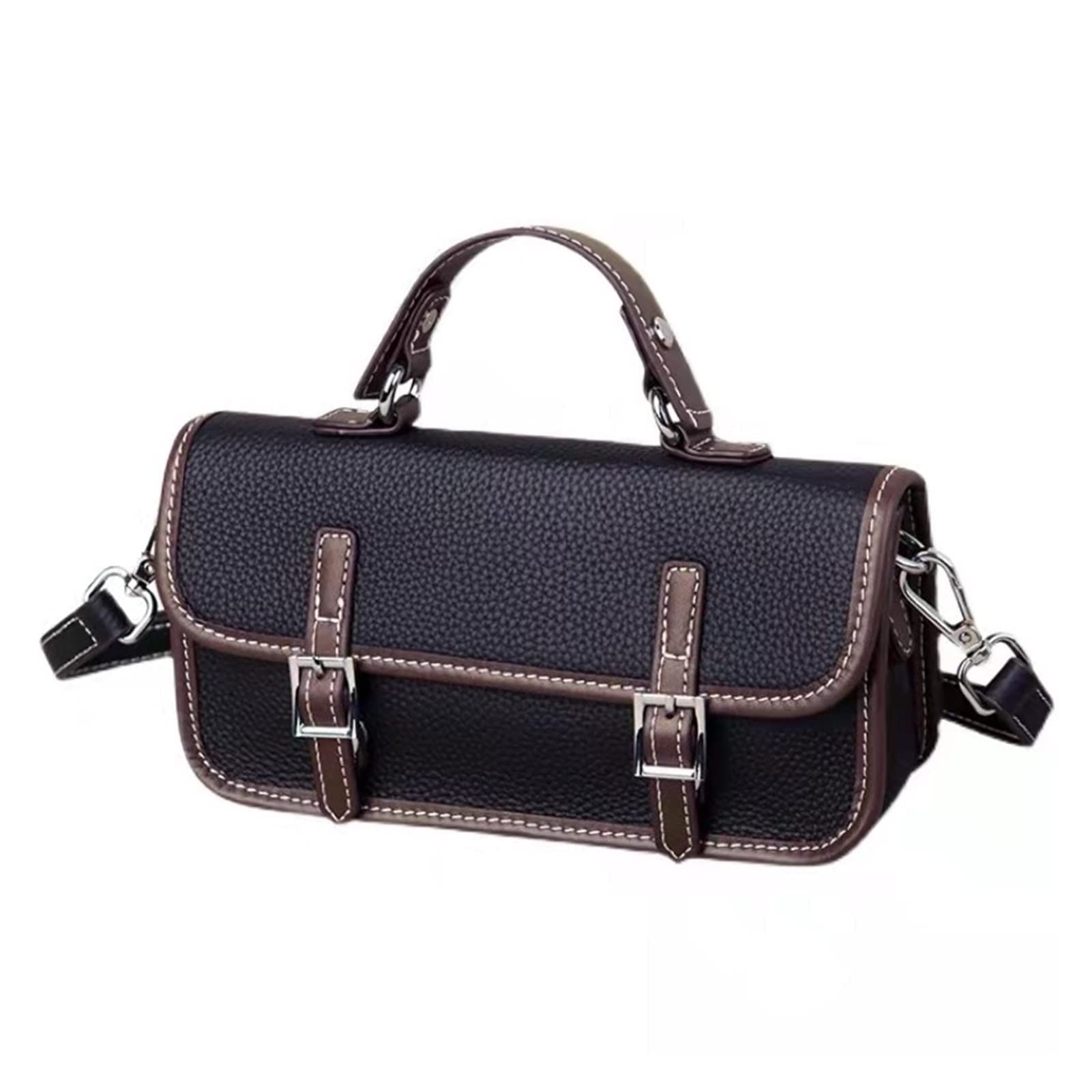 TOPOB Women's Genuine Leather Handbags - Fashion Shoulder Messenger Bag & Small Square Purse for Work, Travel & Daily Use